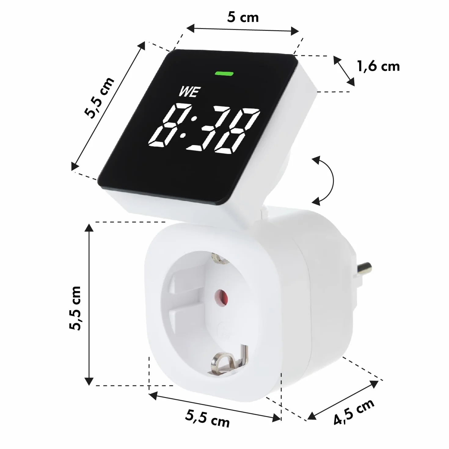 Green Blue Cyfrowy programator czasowy gniazdko z 8 indywidualnie ustawianymi programami | maks. obciążenie 16 A/3680 W | wyświetlacz LCD, klasa ochrony IP20 do użytku w pomieszczeniach