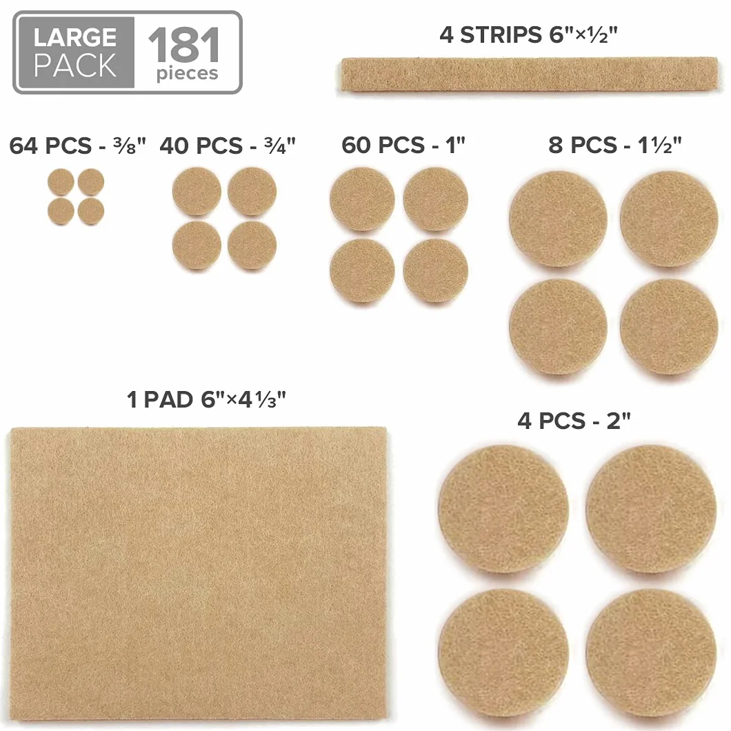 Filcowe podkładki meblowe X-PROTECTOR 181 PCS Premium Samoprzylepne podkładki - Filcowe podkładki do Nóżki mebli - Najlepsze podkładki meblowe - Chroń swoje podłogi z drewna i laminatu!