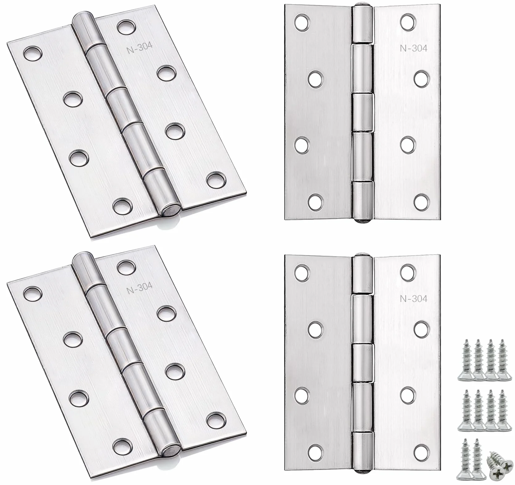Anstore 4 zawiasy składane, 100 x 70 x 1,3 mm, składane, srebrne, ze stali nierdzewnej, zawiasy 270°, duże obciążenie z 48 śrubami, zawiasy drzwiowe do drzwi, okien i szafek