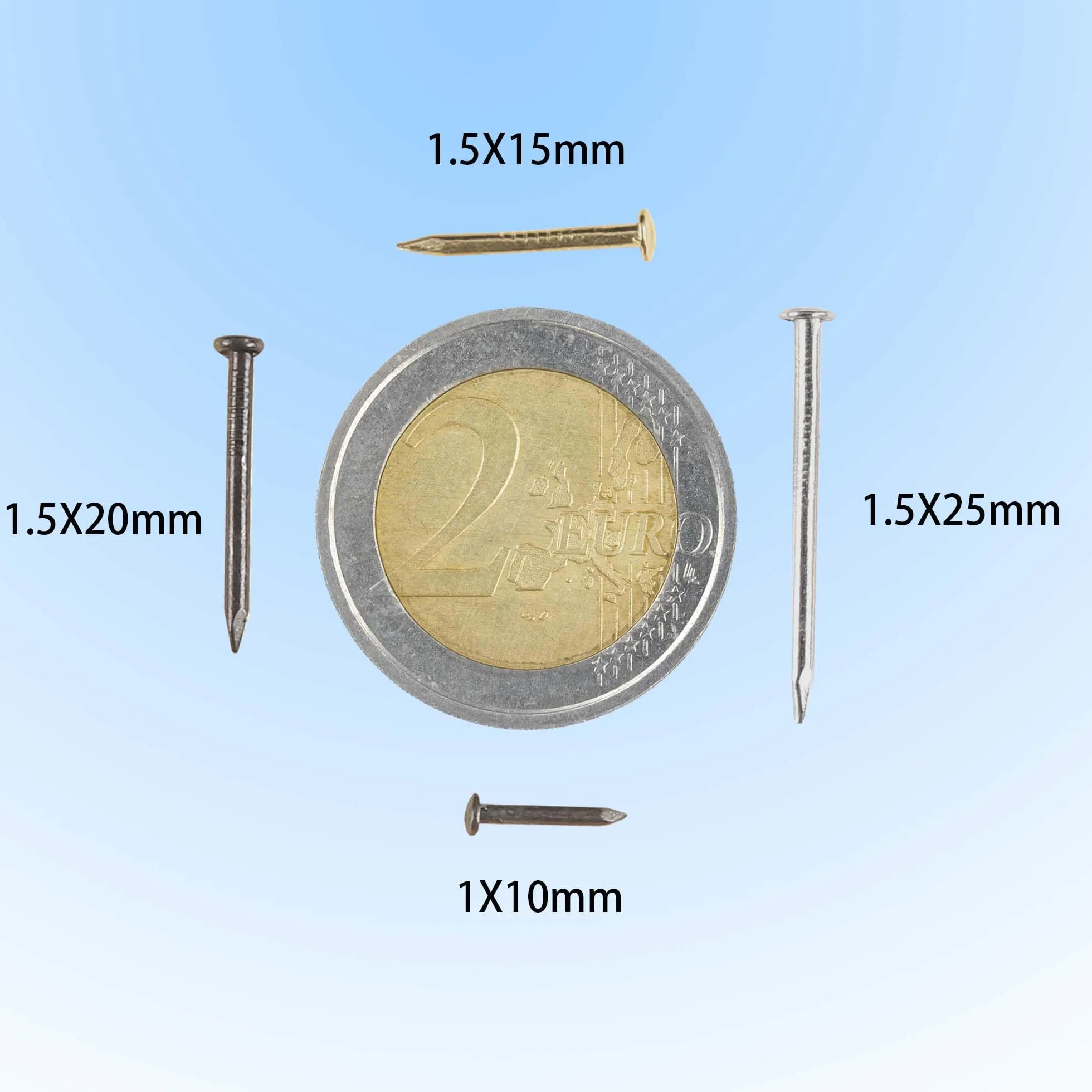 Złote okrągłe główki gwoździe drewniane 1,5 x 20 mm DIY dekoracyjne akcesoria