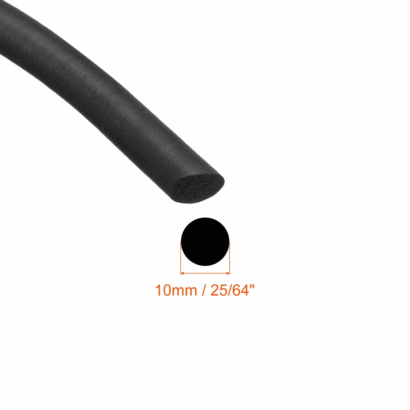 sourcing map Uszczelka z pianki gumowej EPDM 8 mm x 2 m, okrągła uszczelka do samodzielnego uszczelnienia