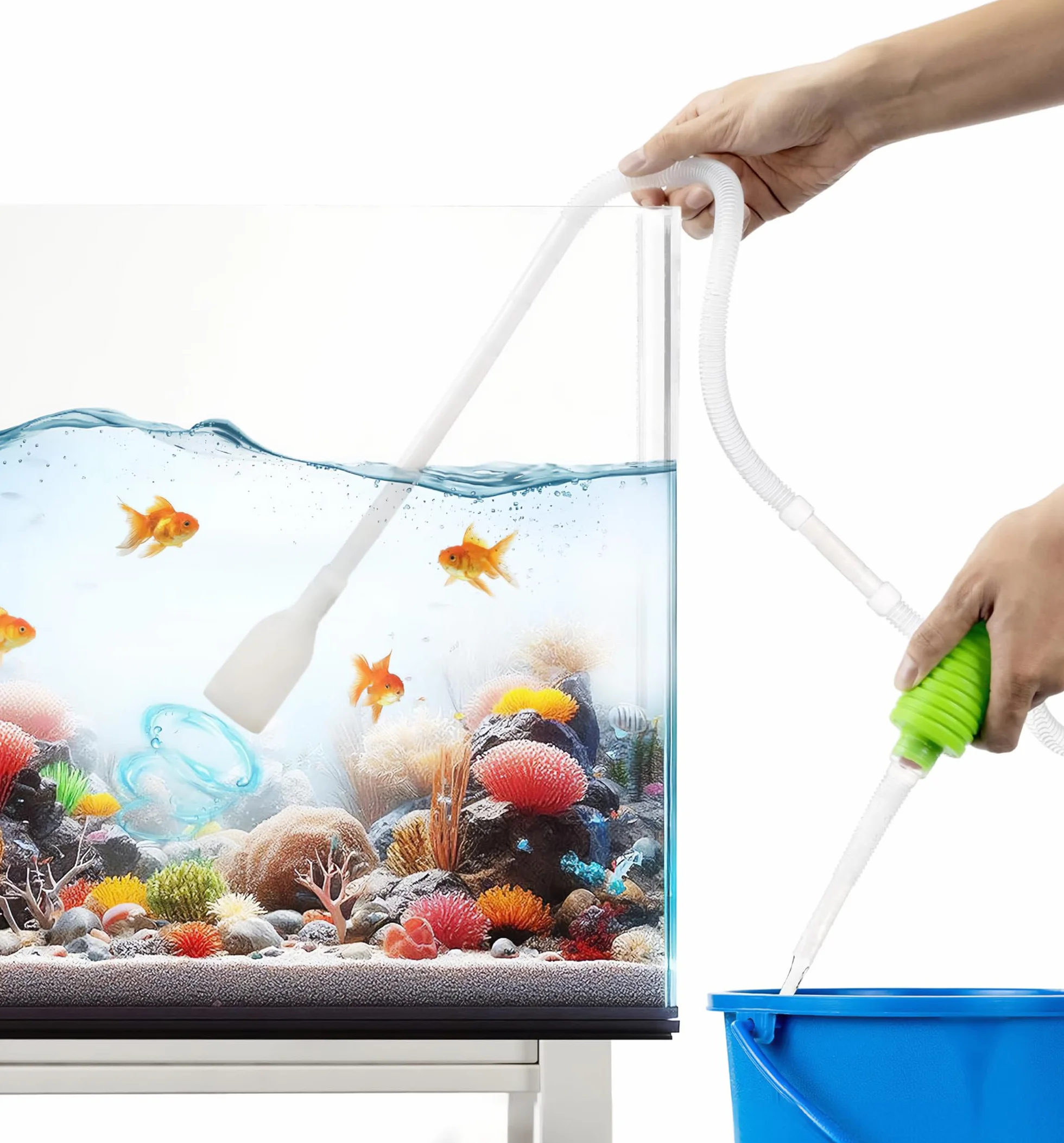 Luigi's Syphon Fish Tank Cleaner do akwarium - ręczna pompa syfonowa próżniowa 3 w 1 - zmieniacz wody i płuczka żwiru