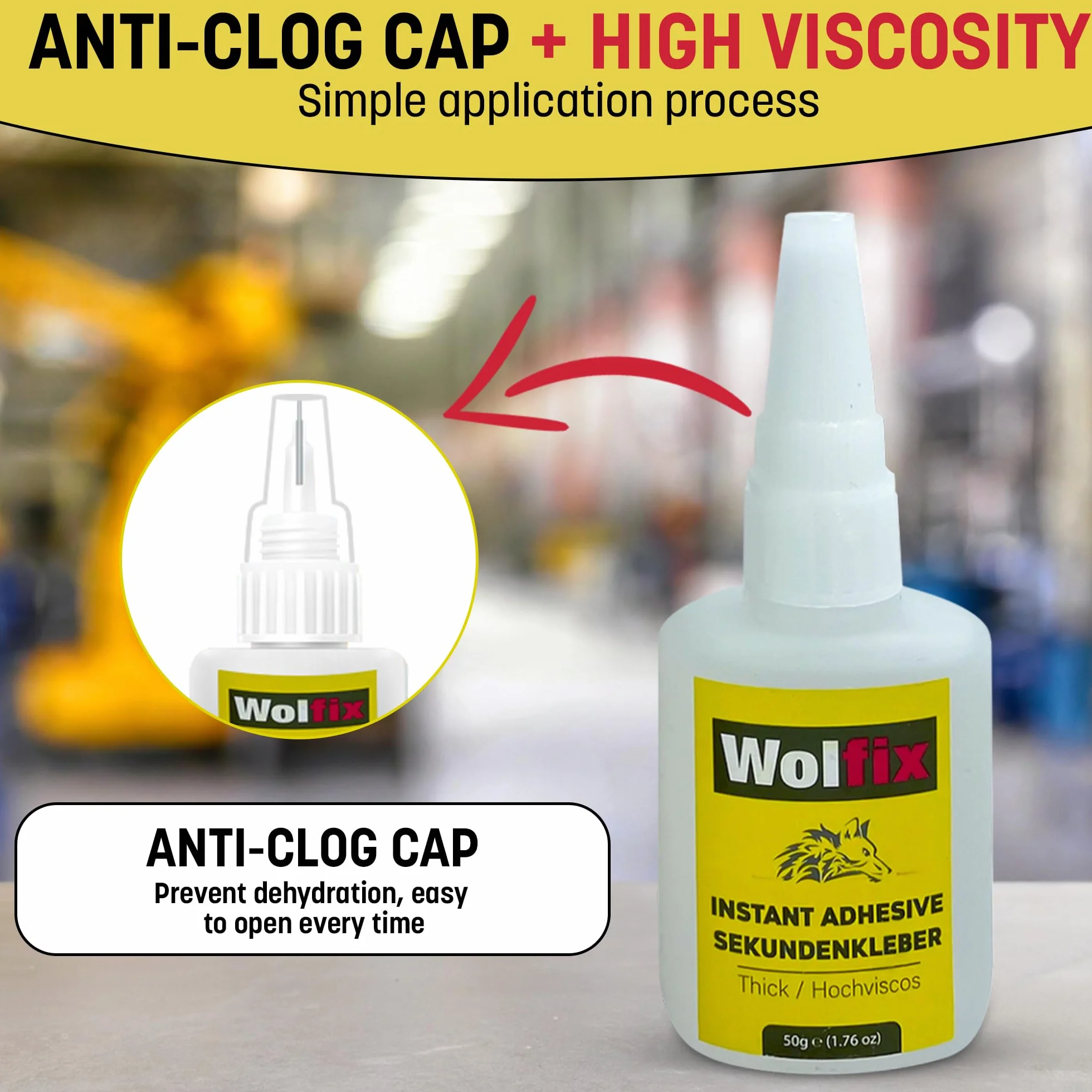 Wolfix Klej błyskawiczny 50 g z aktywatorem, 200 ml, spray do uniwersalnych napraw o wysokiej przyczepności, uniwersalny zestaw kleju cyjanoakrylowego, bardzo mocny profesjonalny klej uniwersalny