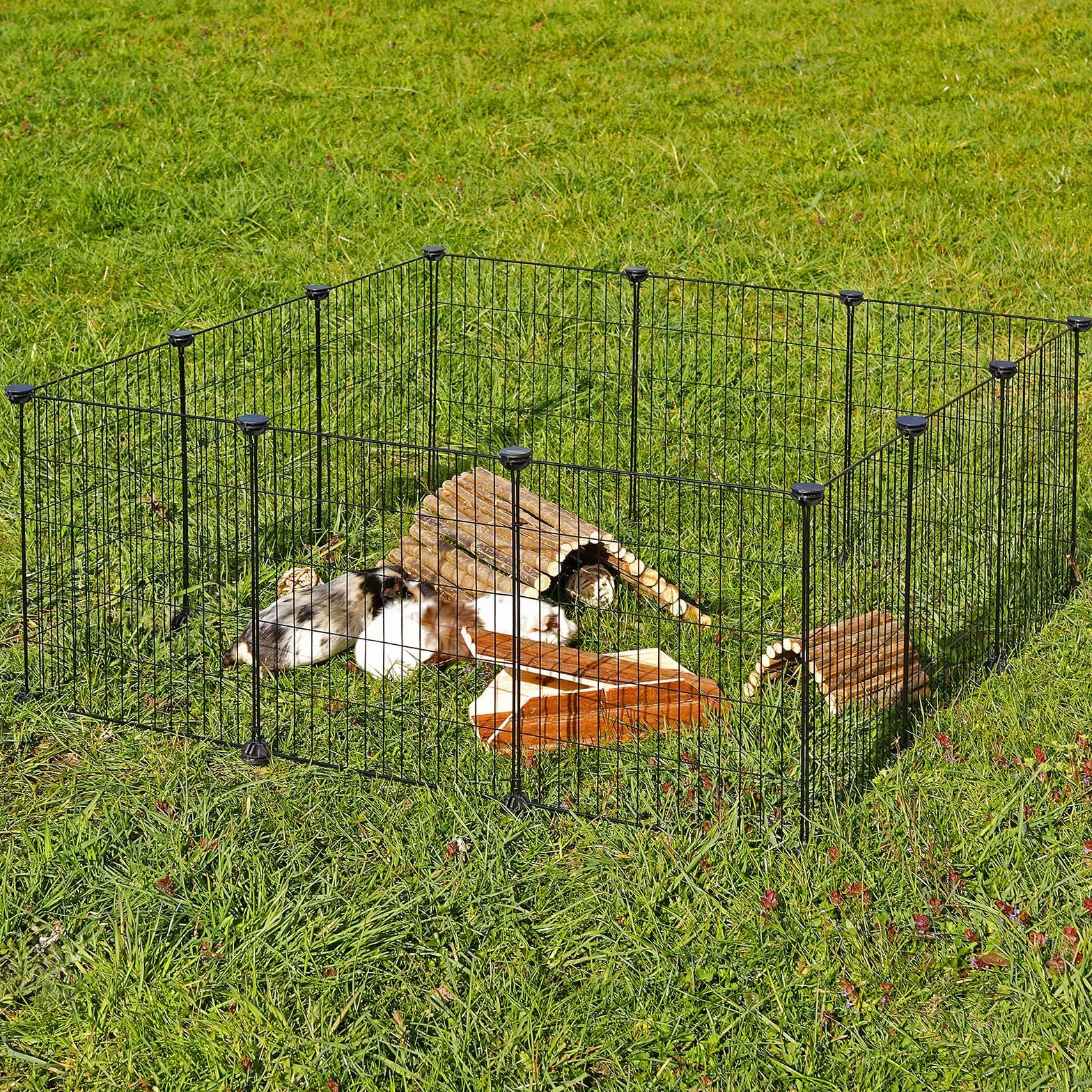 lionto Wybieg dla królików z wytrzymałego metalu, 144x74x46 cm, rozbudowywany kojec dla gryzoni, prosty system łączenia & łatwe czyszczenie, do użytku wewnątrz i na zewnątrz