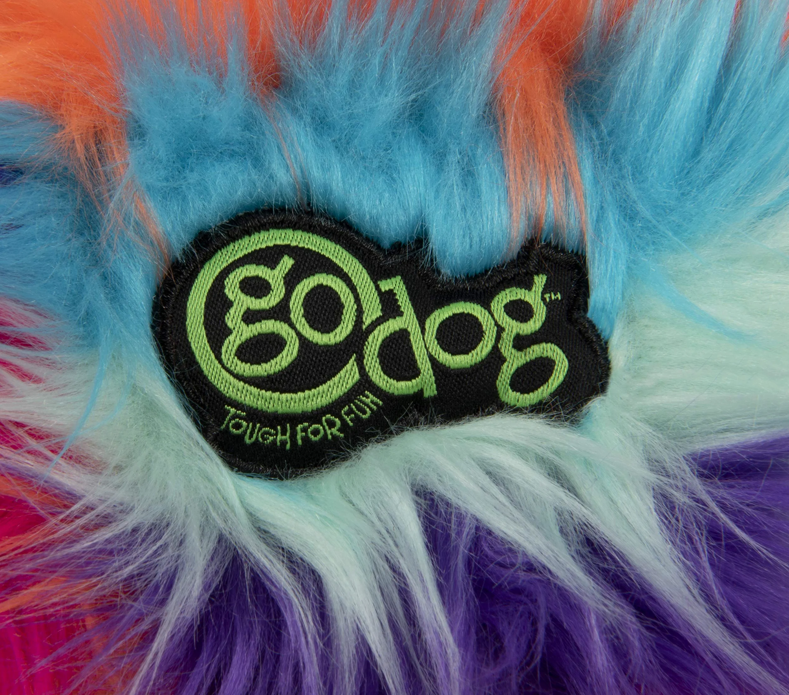 Moonmoon goDog Furballz with Chew Guard Technology Plush Dog Toy, Large, Bright Rainbow