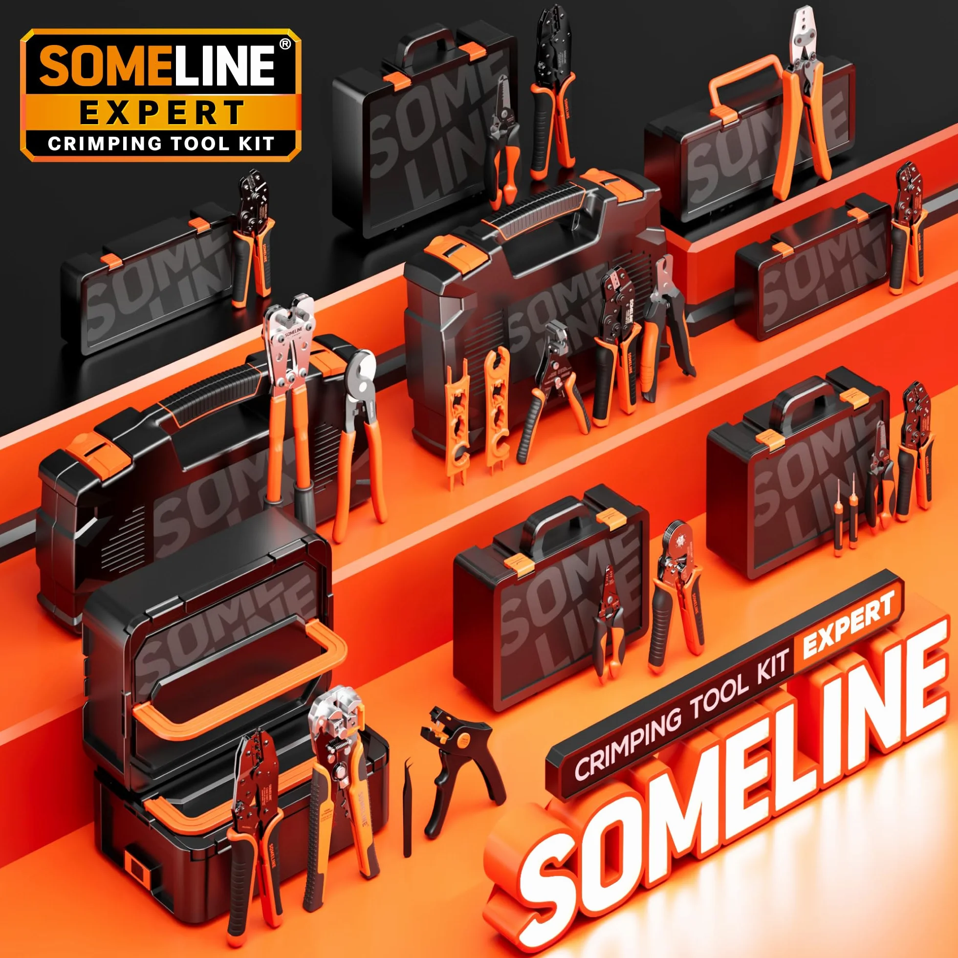 SOMELINE Zaciskarka Mini-Fit Jr Zestaw Złączy, 2-24 Pin 4,2mm (0,25-1,5mm²/24-16 AWG), z Wyjmakiem i Ściągaczem Izolacji, do PC i Drukarek 3D - do Molex, Dupont, KF2510, TE