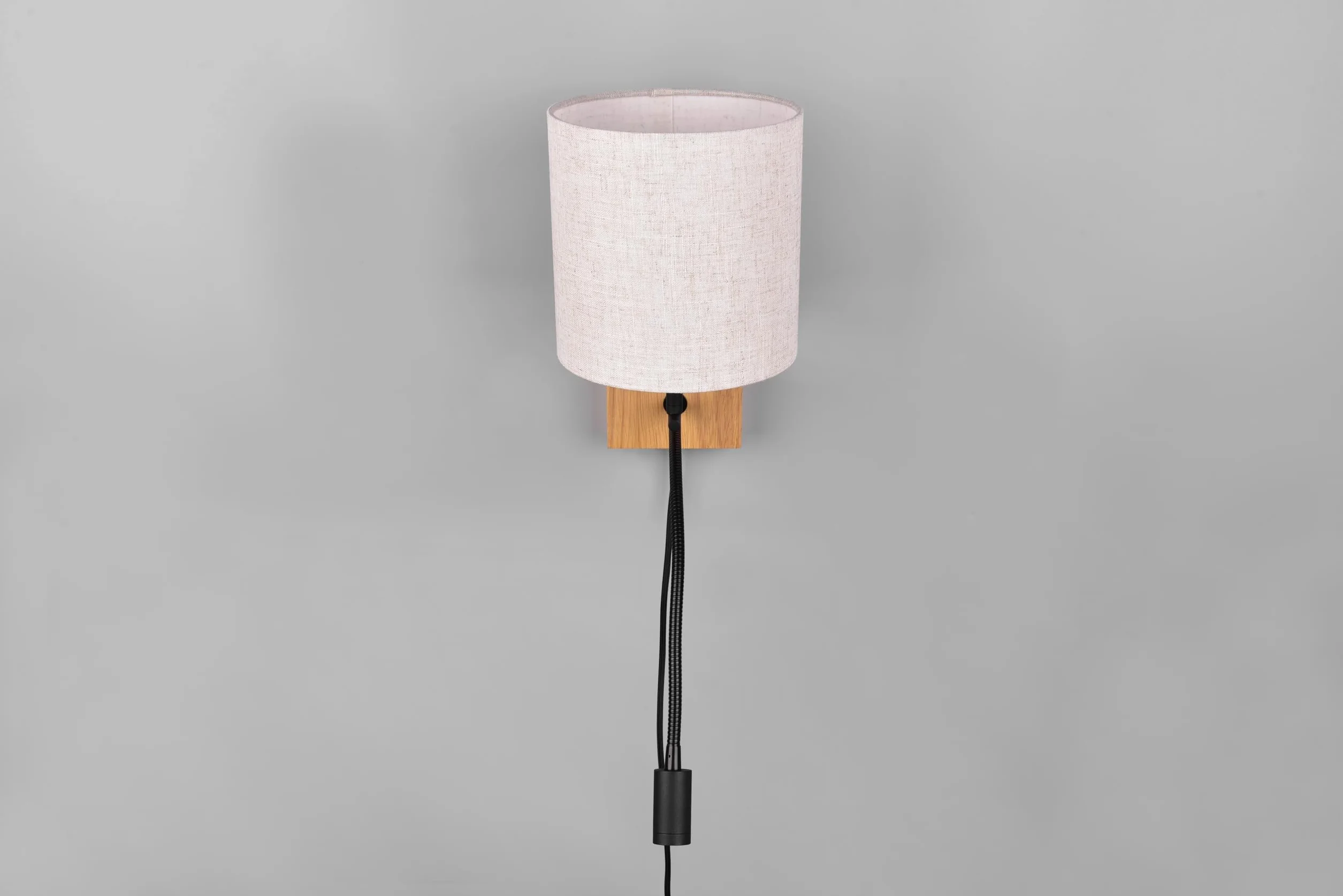 Trio Leuchten Kinkiet NILAM 212879236, naturalne drewno, abażur, bez 1x E27, ramię z diodą LED 3,1 W, Flex Connect