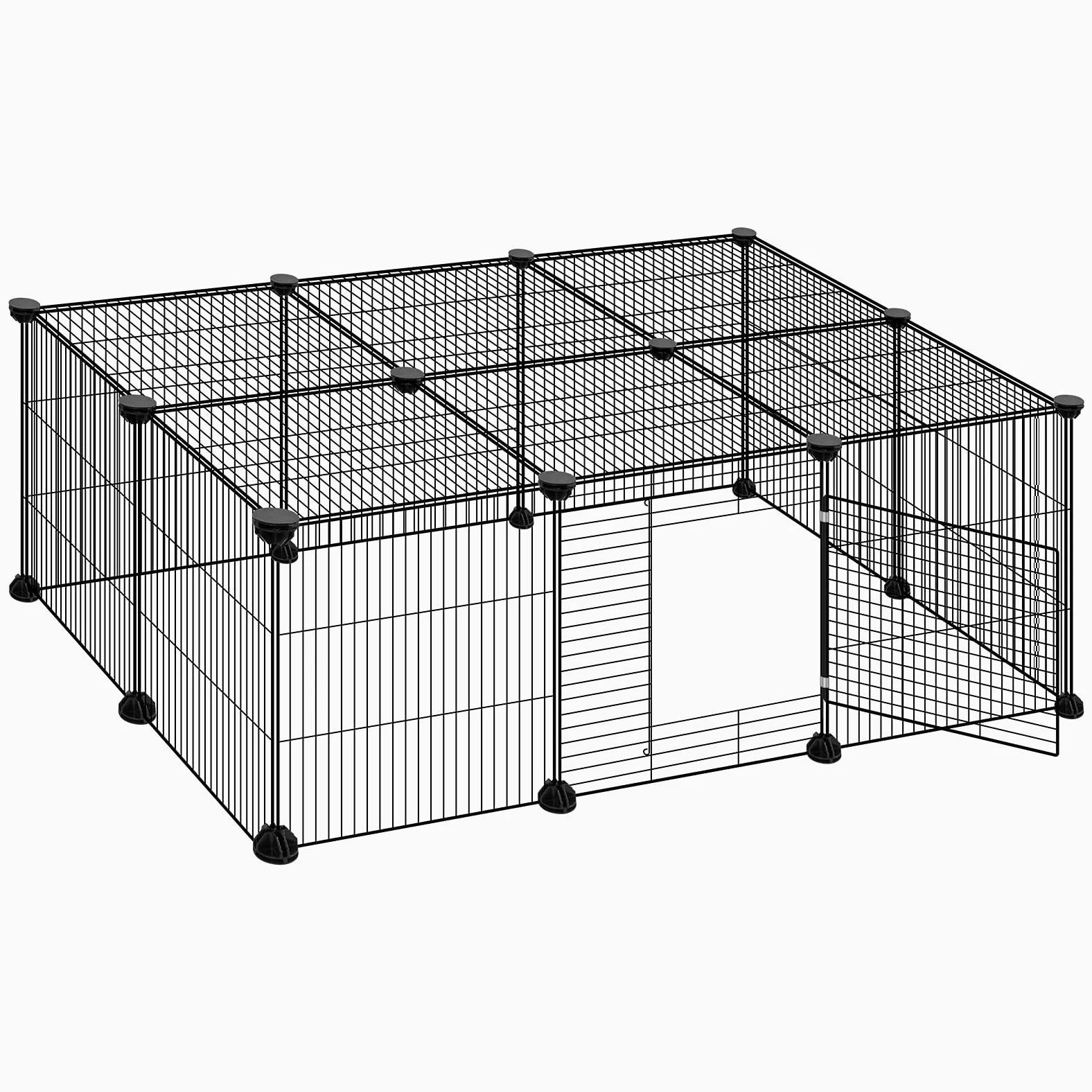 Metalowe ogrodzenie do ćwiczeń 109x74x39 cm czarny 16 paneli