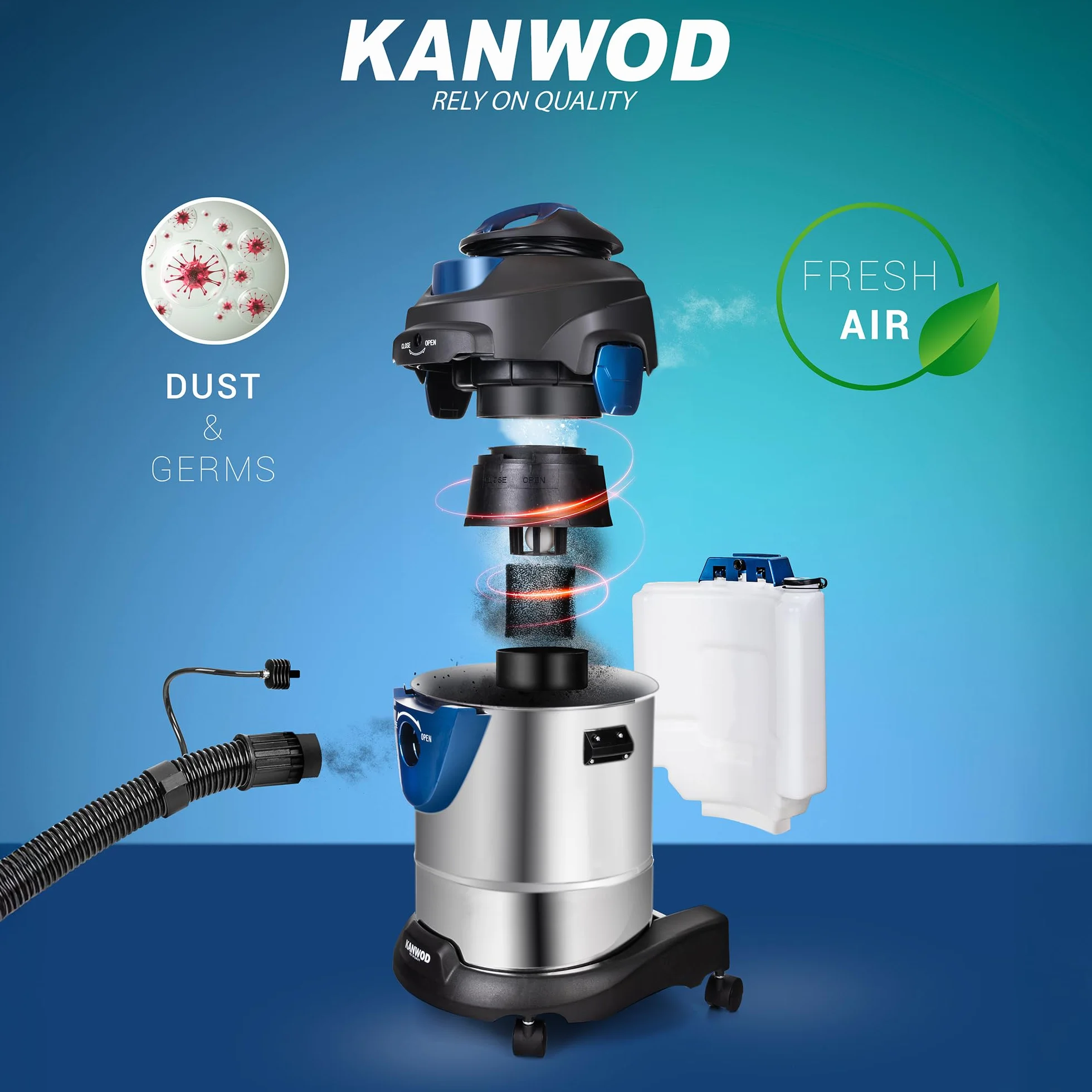 Kanwod Superwash wielofunkcyjny odkurzacz piorący na mokro i na sucho do dywanów i twardych podłóg