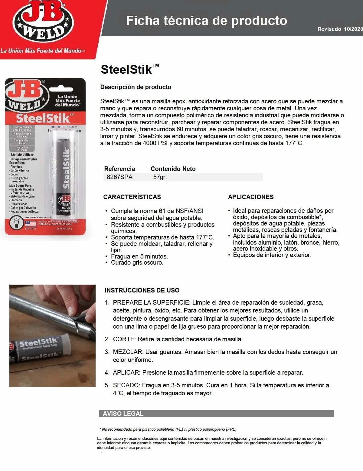 J-B Weld 8267SPA - Szpachlówka - Dwuskładnikowa - Metal - Zywica - Epoksydowa - Gospodarstwo Domowe - Hydraulika - Maszyny - Motoryzacja - Naprawy - Wiele Powierzchni - 57gr