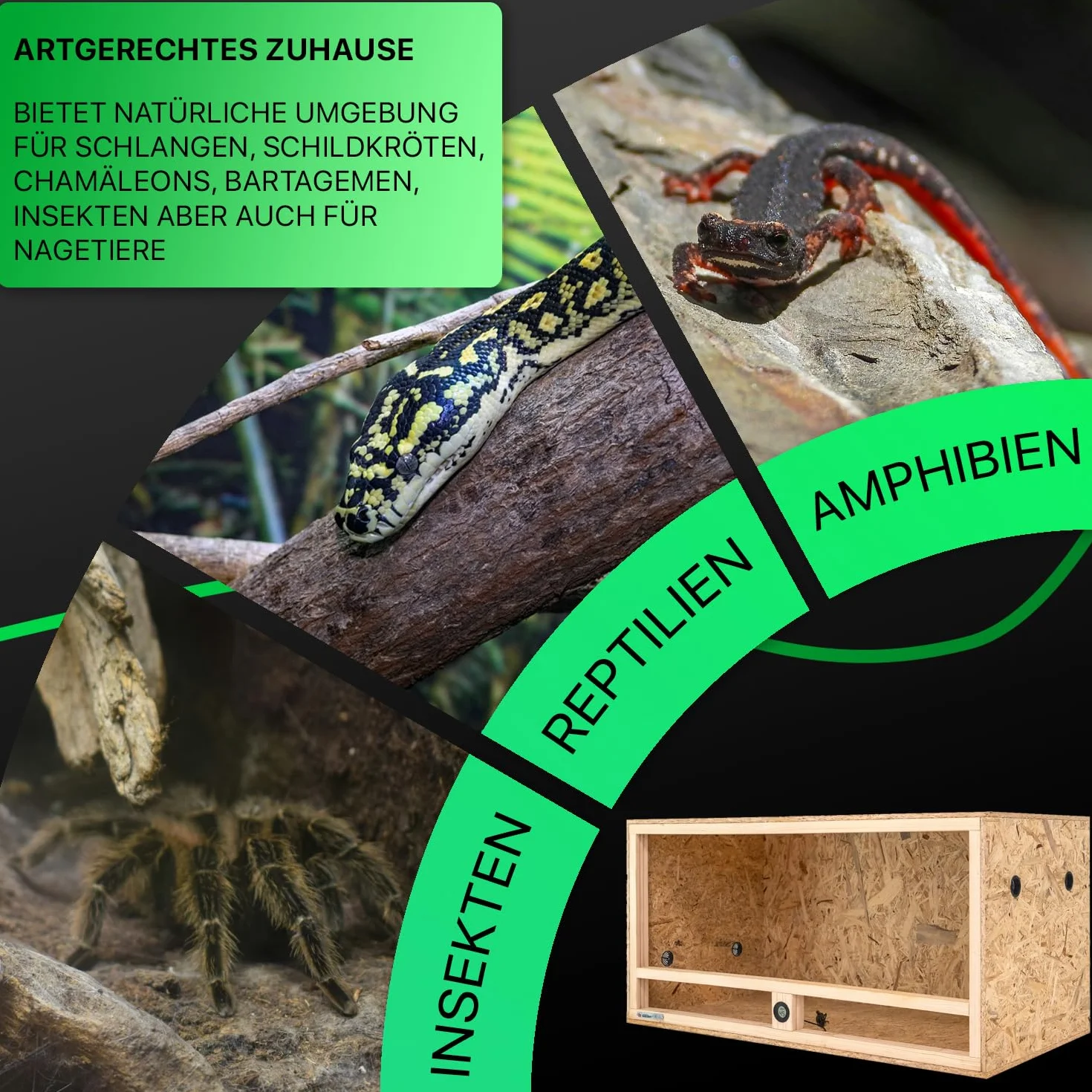 ITA Drewniane terrarium 100 x 50 x 50 cm ze zintegrowaną wentylacją i higrometrem, drewniane terrarium OSB-3, dla gadów, węży, płazów - produkt UE, certyfikat FSC