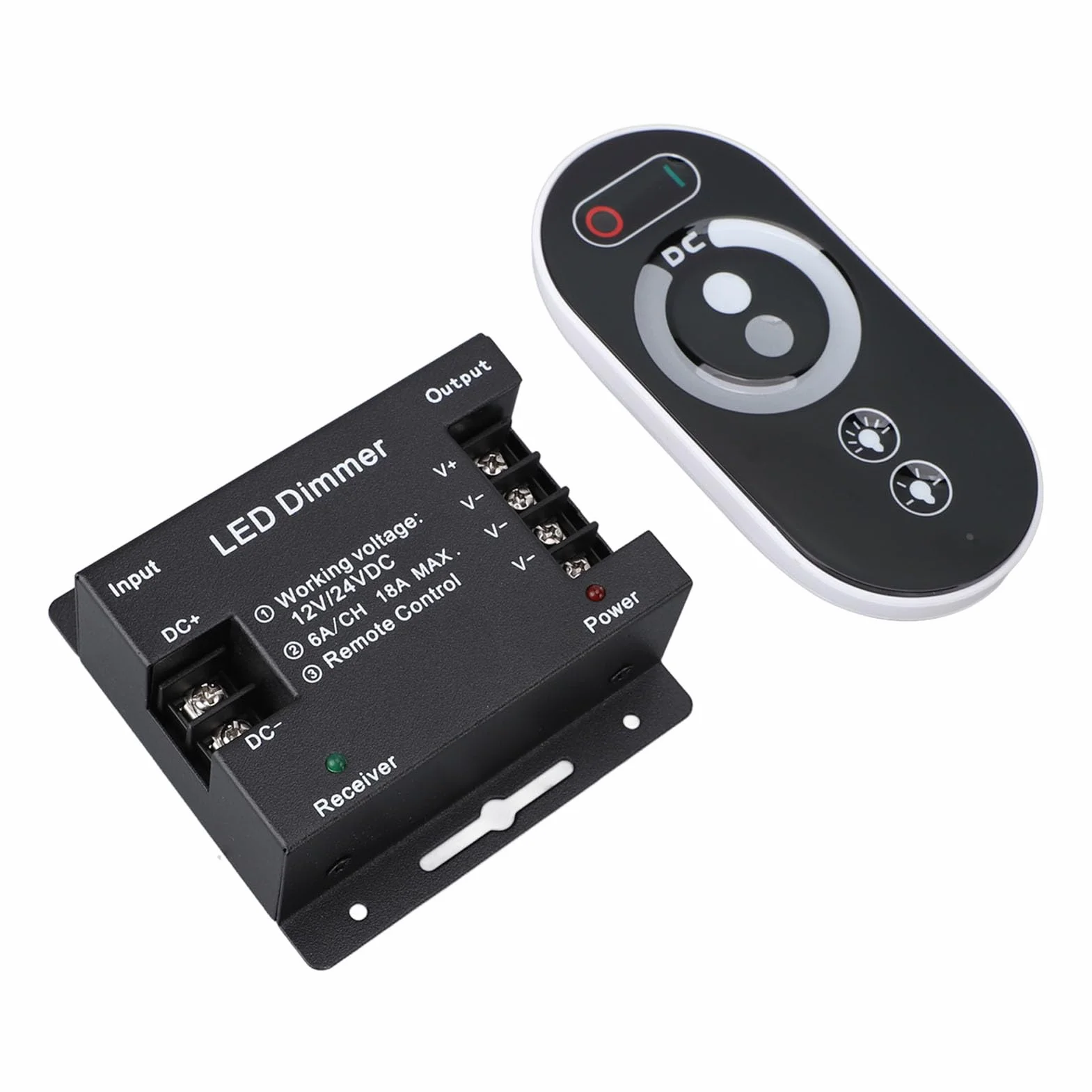 Yosoo Health Gear Przełącznik Dimmer do świateł LED, DC 12V - 24V 18A PWM LED Light Light Strip Controller, RF Pilot Center, Reguel Brightness