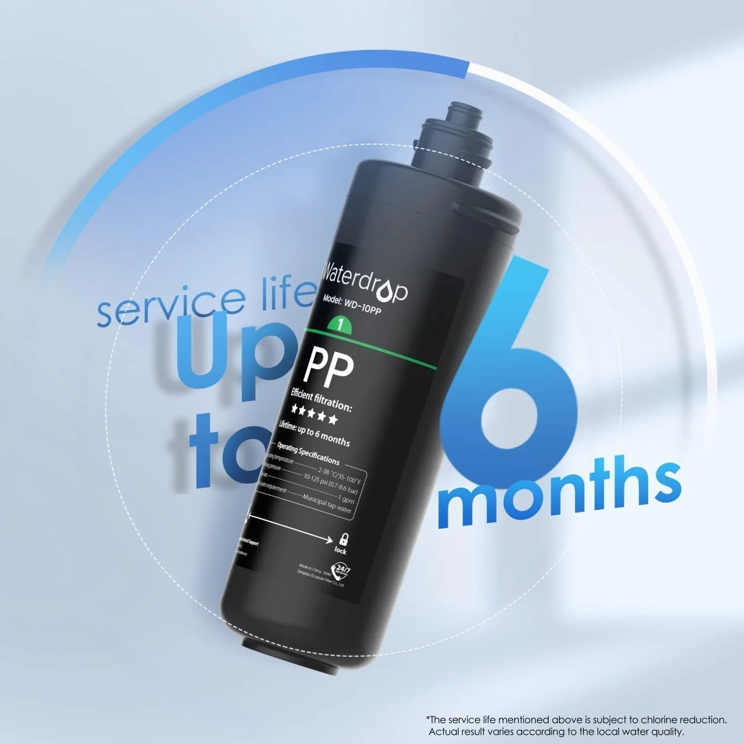 Waterdrop WD-10PP Filtr wody pod zlewem, zamiennik TSA TSB, redukcja ołowiu chloru