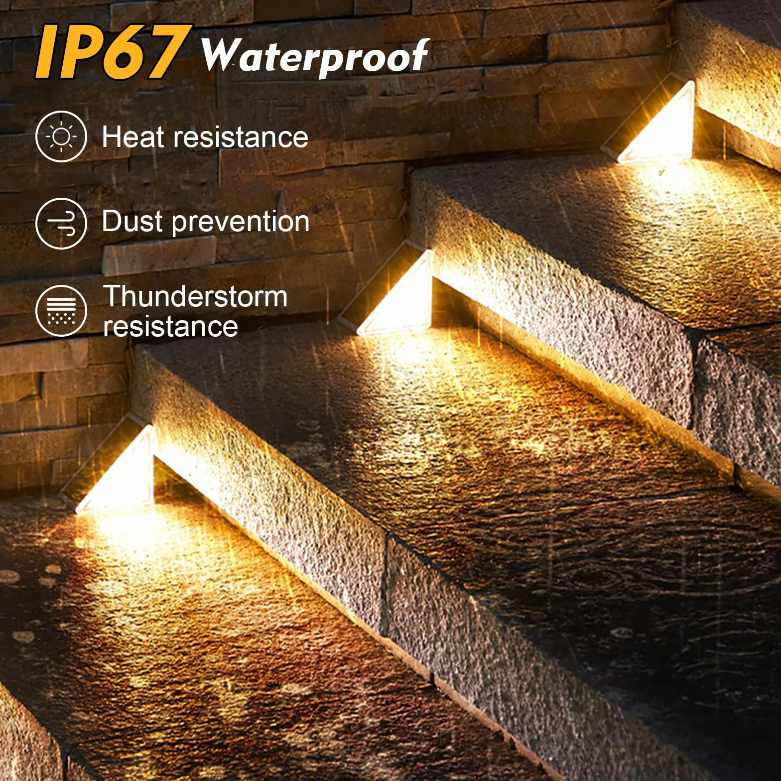 CREATESTAR Słoneczne światła stopniowe, trójkąt ogrodzenia schodów IP67 Wodoodporny pokład LED Light do ogrodowego patio, ganku,drzwi wejściowe, na zewnątrz, ścieżka, ciepły biały 6 paczek