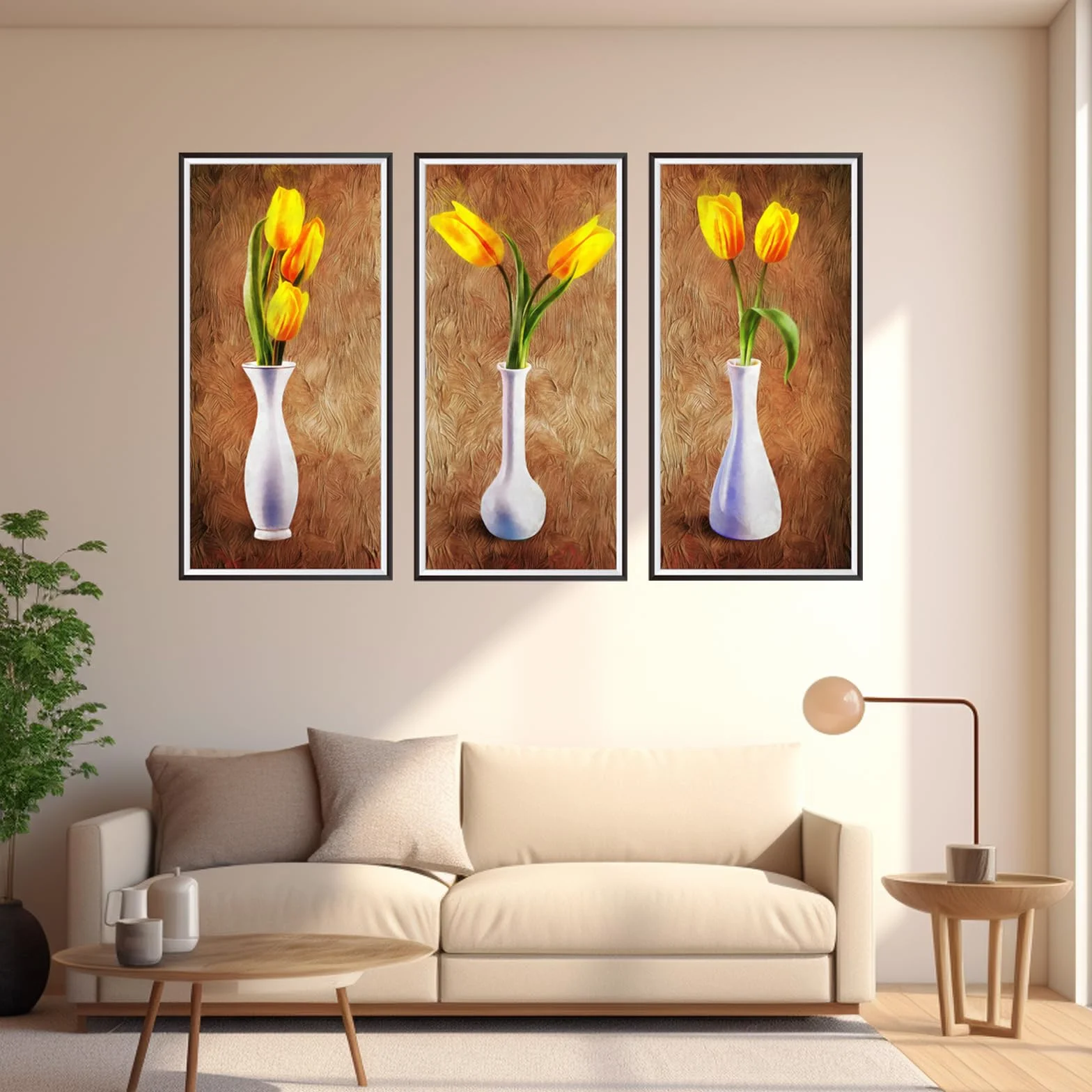 3 sztuki tatuaży ścienne do salonu, wazony 3D, naklejki do ścian, wazon, tulipany, zielone rośliny, dekoracja ścienna (30 x 60 cm)