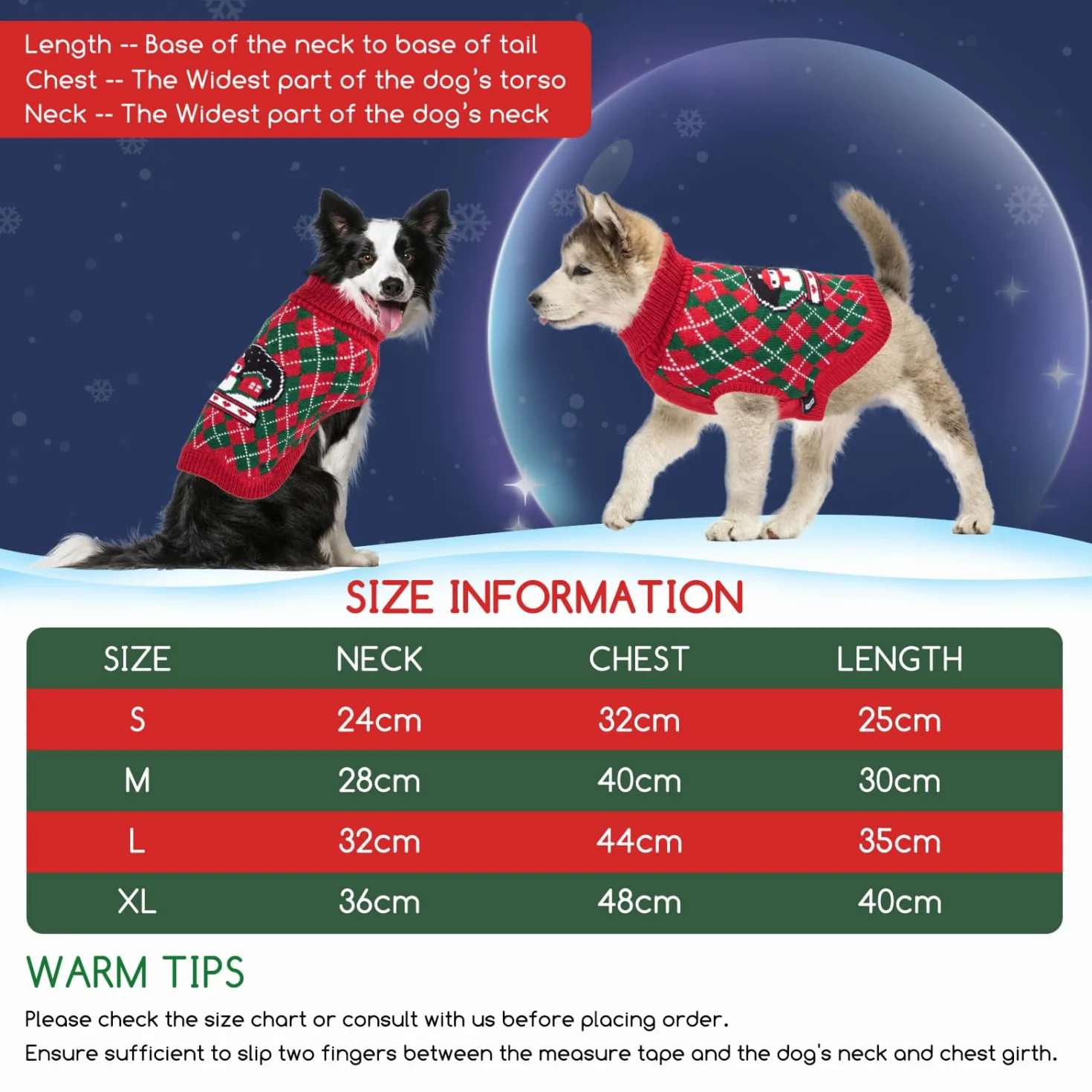 Nobleza - świąteczny sweter dla psa, golf, dzianina w świąteczny wzór, ciepły, sweter dla psa na Boże Narodzenie, kreskówkowy bałwanek, kotek, sweter dla psa, mały i średni pies, rozmiar L
