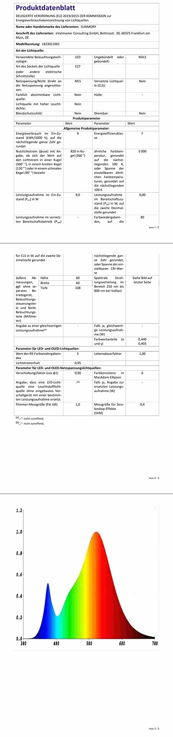 SUNMORY Lampa stojąca, 3 temperatury barwowe, z żarówką Led, dekoracja stojąca do salonu, sypialni, gabinetu, biura, czarna lampa podłogowa