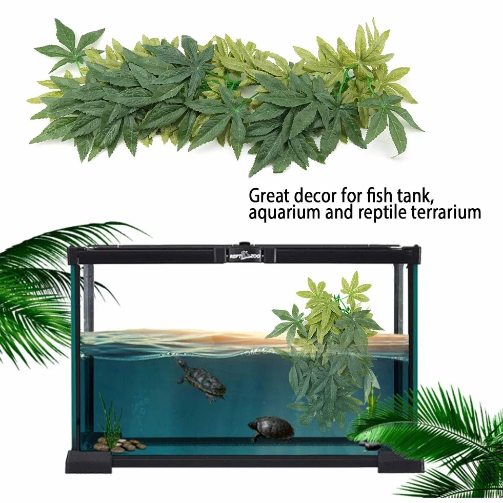 Yctze Duże Zielone Sztuczne Rośliny do Akwariów i Terrarium dla Gadów, Ozdoby ze Sztucznych Liści do Akwarium, Plastikowe Ozdoby Exo Terra, Odpowiednie do Rękodzieła (#03)