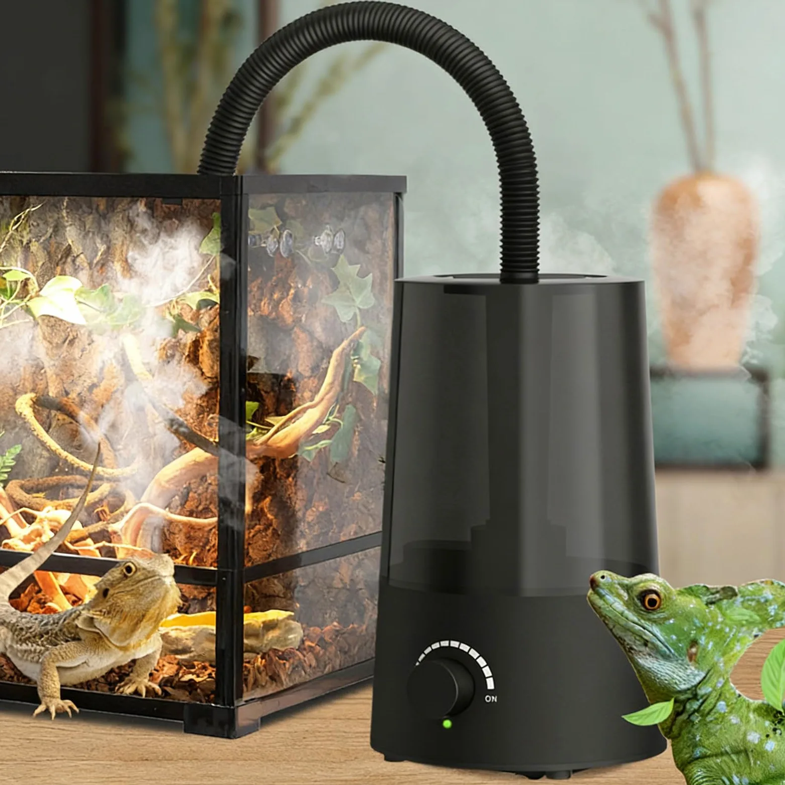 Nawilżacz do terrarium dla gadów 2.5L Pojemnik, Automatyczne Wyłączanie w | Zamgławiacz do Terrarium do terrarium i wiwarium, kameleony, gekony, żaby, węże,