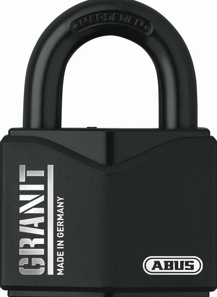 ABUS Kłódka Granitowa 37/55 Do Użytku Na Zewnątrz - Z Hartowanej Stali Specjalnej - Klucz Z Oświetleniem LED - Cylinder Tarczowy Plus - Poziom Bezpieczeństwa 10 - Czarna