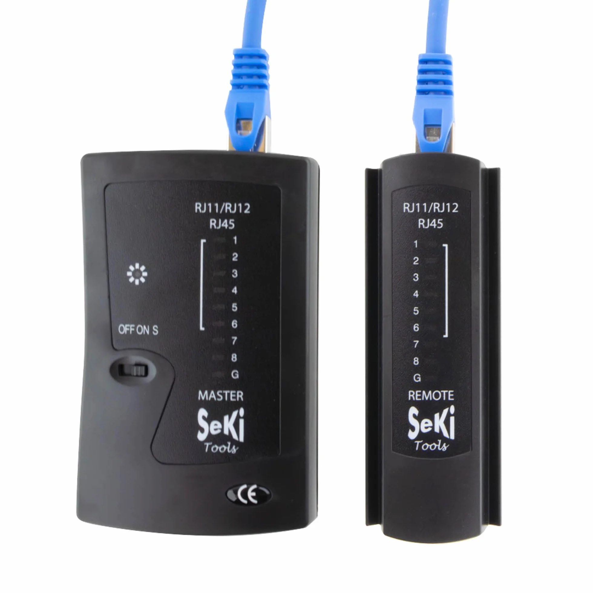 SeKi Tester sieci do RJ11, RJ12, RJ45, kabel neodymowy, ISDN LAN, kabel krosowy, tester przewodów, tester kabli, czarny do testowania i sprawdzania sieci LAN i kabli krosowych