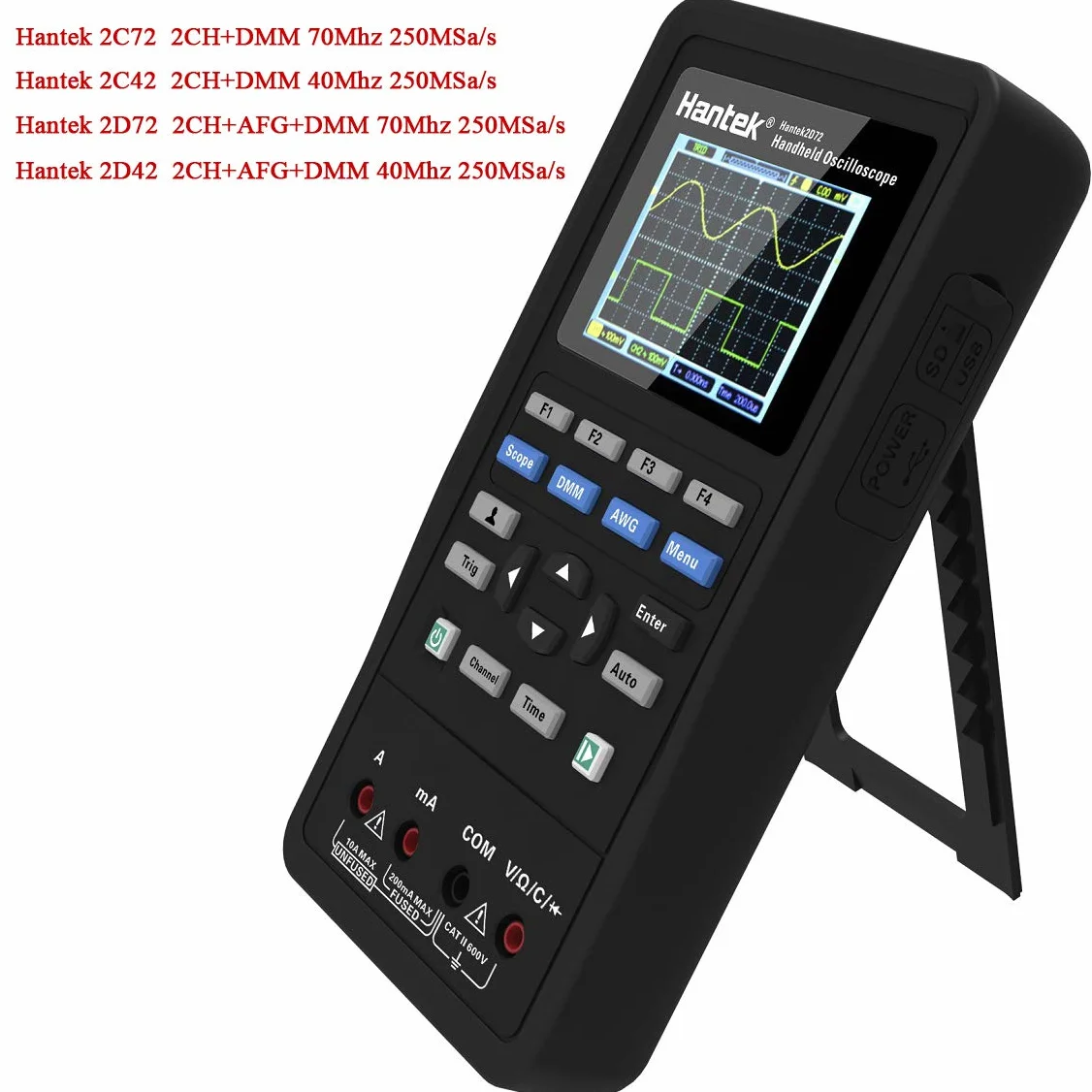 Hantek 2C42 Cyfrowy Oscyloskop Multimetr USB Przenośny 2 kanały 40 MHz 250MSa/s Wielofunkcyjność Próbnik