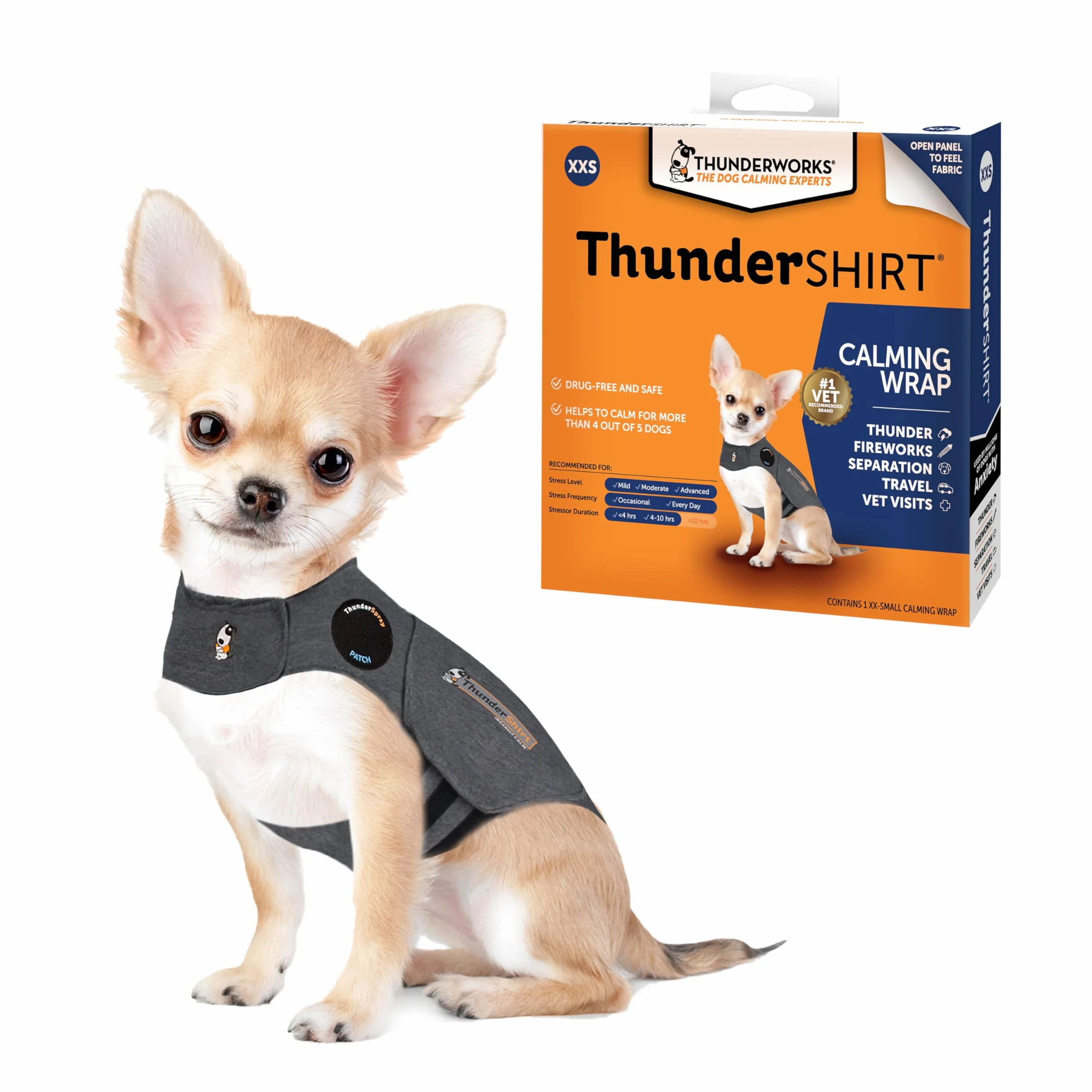Thundershirt Płaszcz lękowy dla psa, XXS, szary