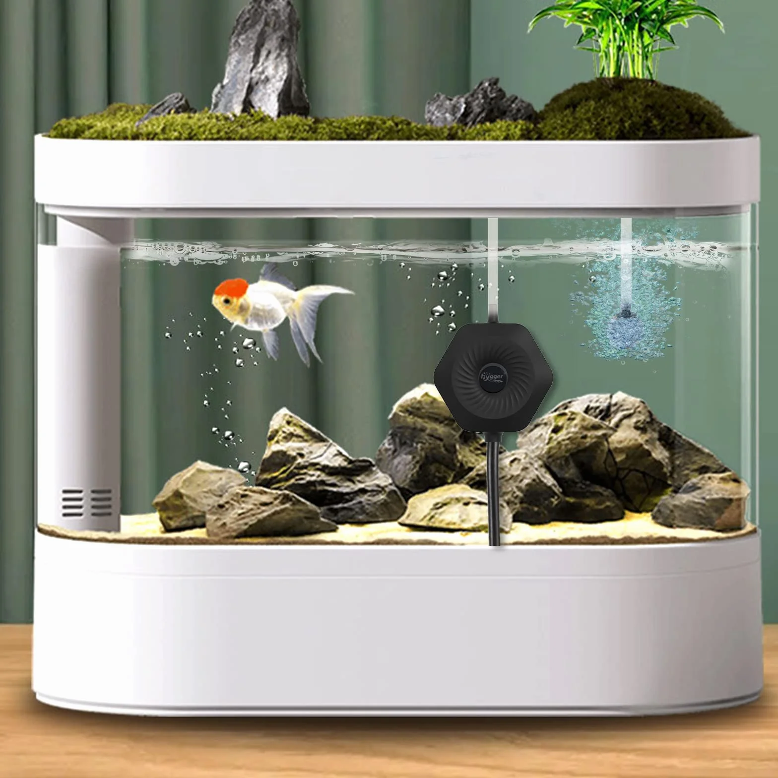 Ultra cicha mini pompka powietrza do akwarium, Betta, 1,5 W, cicha, mała pompa wentylacyjna z wężem Air Stone, przyssawka do miski na ryby 0,5-15 Gal