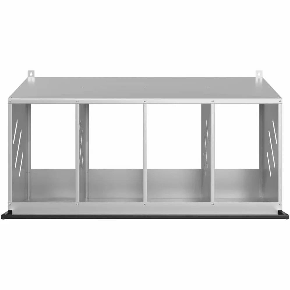 Budka lęgowa dla kur z ocynkowanego metalu z 4 przegródkami, 106,5 x 64 x 59,5 cm, zdejmowany dno, otwory wentylacyjne, drążek do siedzenia do ogrodu, stajni, do użytku na zewnątrz i wewnątrz
