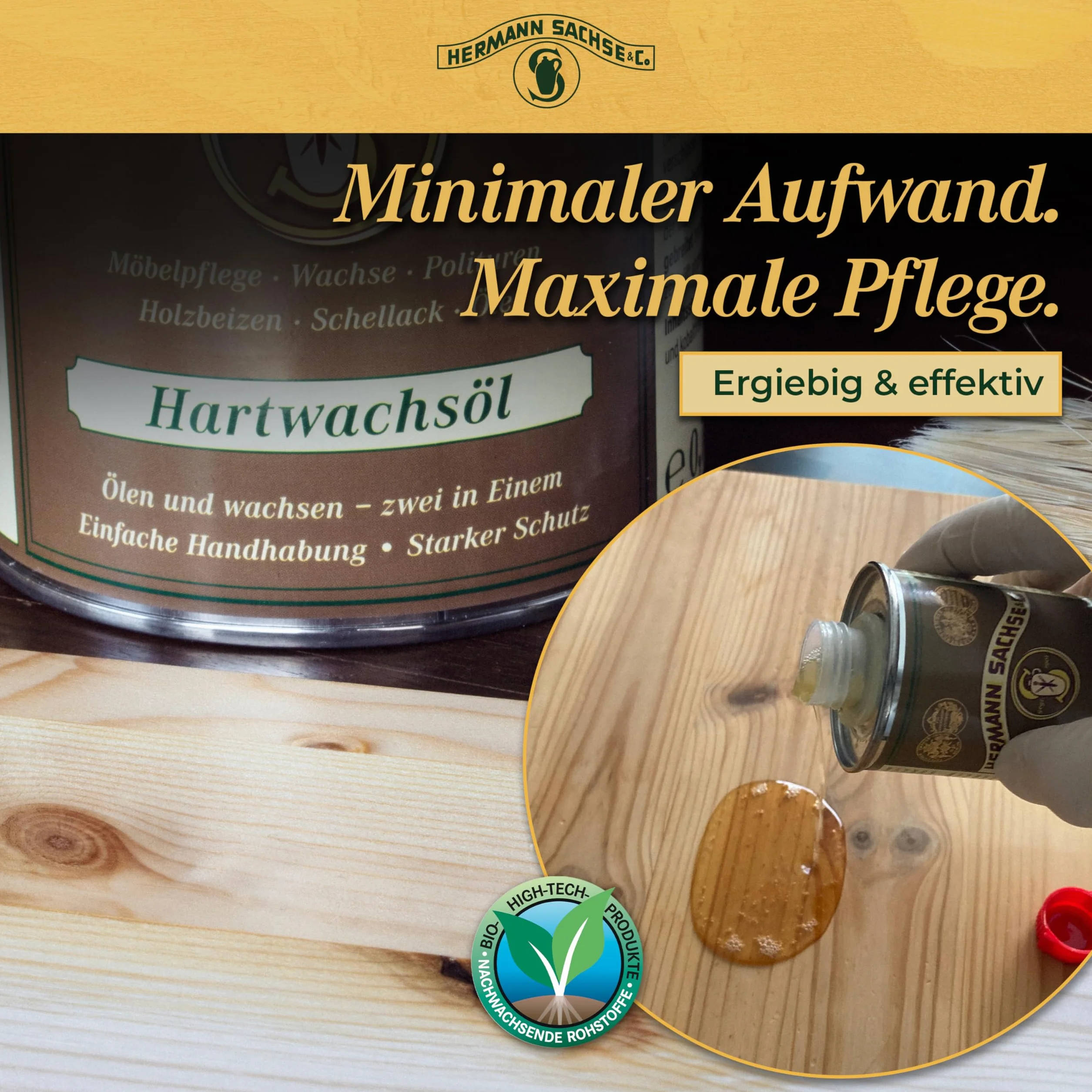 Hermann Sachse Olej woskowy bezbarwny 250ml 2w1 do drewna ochronny
