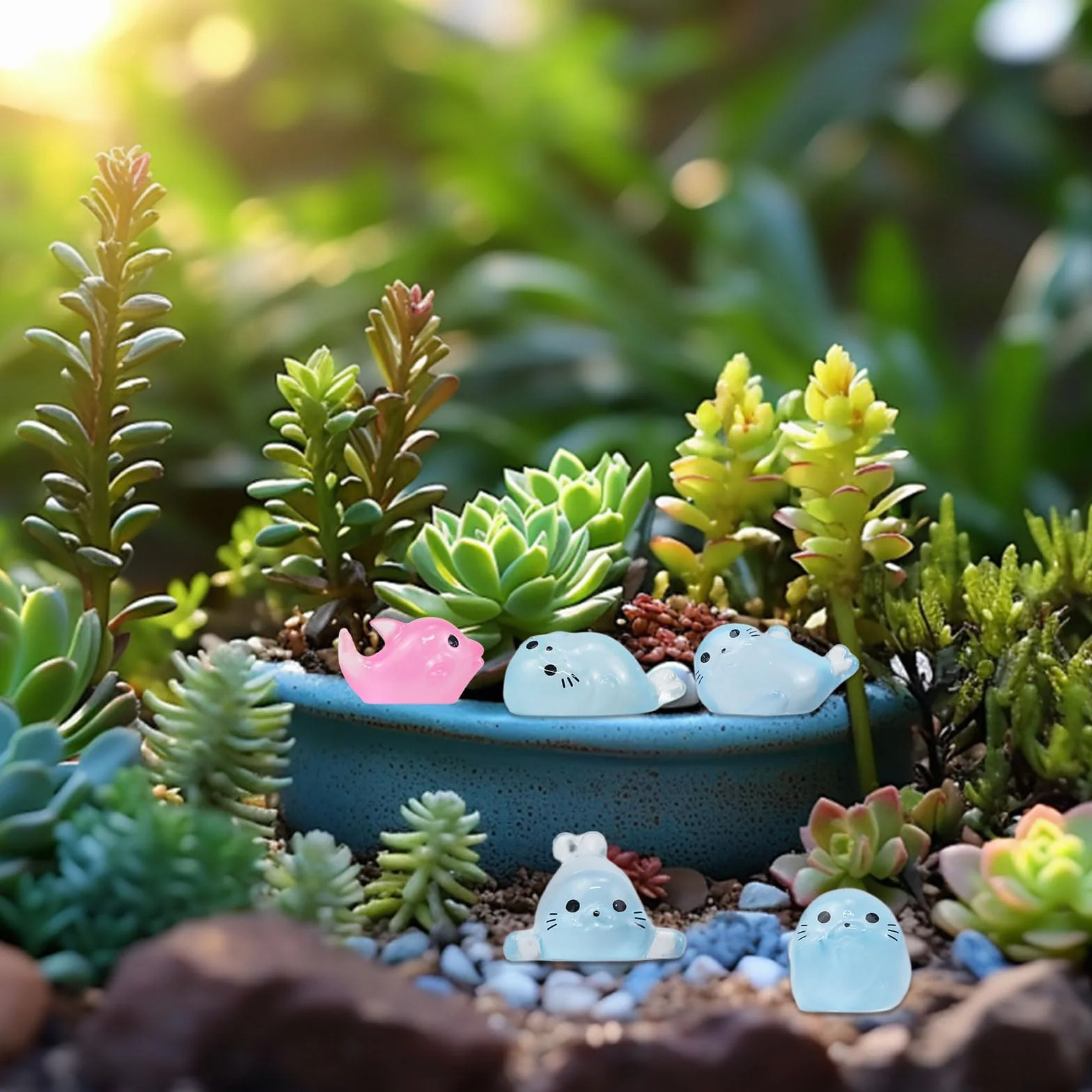 48 sztuk miniaturowych figurek z żywicy, oceanu, świecące w ciemności, miniaturki do dekoracji akwarium, charmsy do ogrodu, domku dla lalek, akwarium, domu