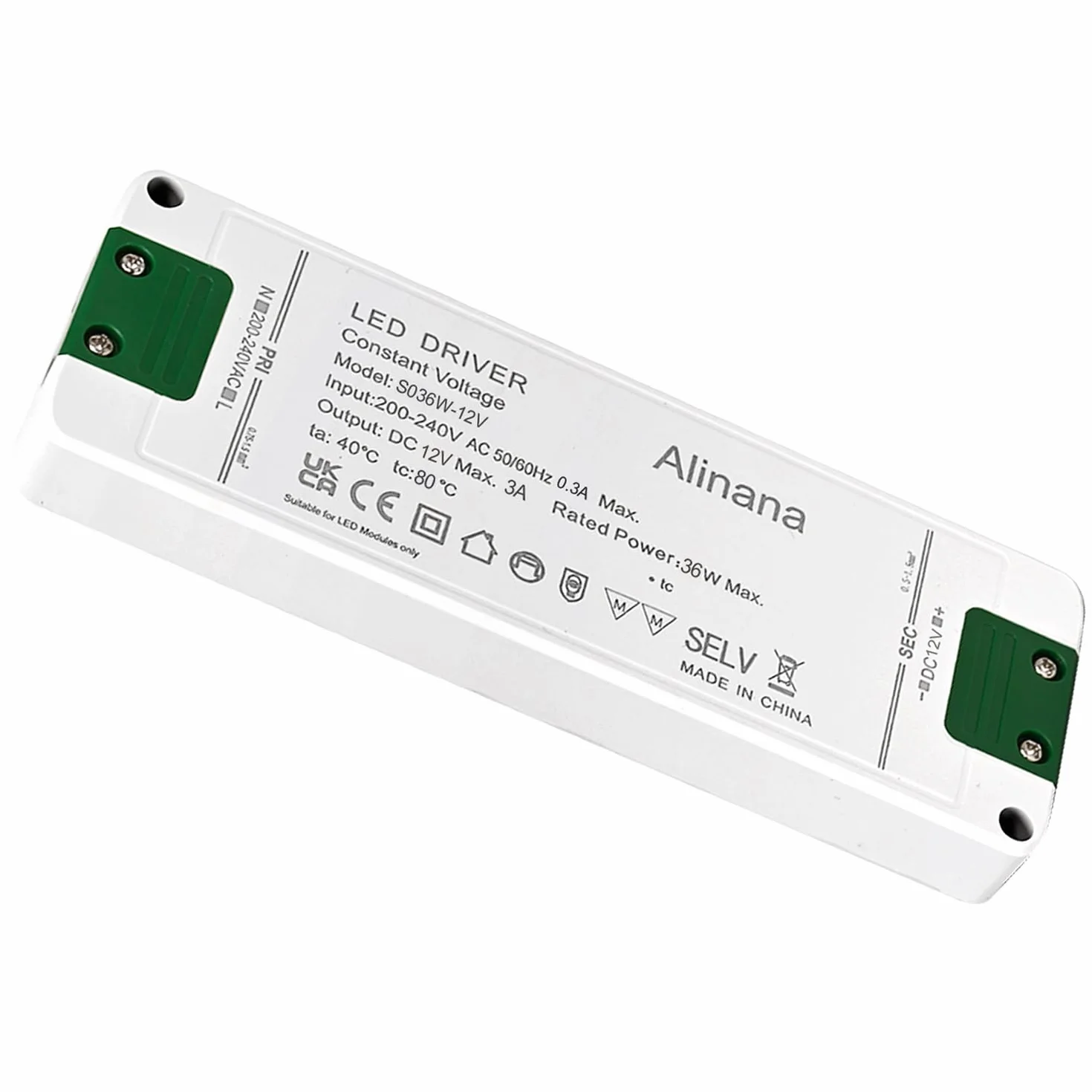 Transformator LED 230V na 12V, Zasilacz LED o Stałym Napięciu 0-36W 3A, Ultracienki Transformator 230V na 12V, Sterownik LED do Zarówek LED MR11 G4 MR16 GU5.3