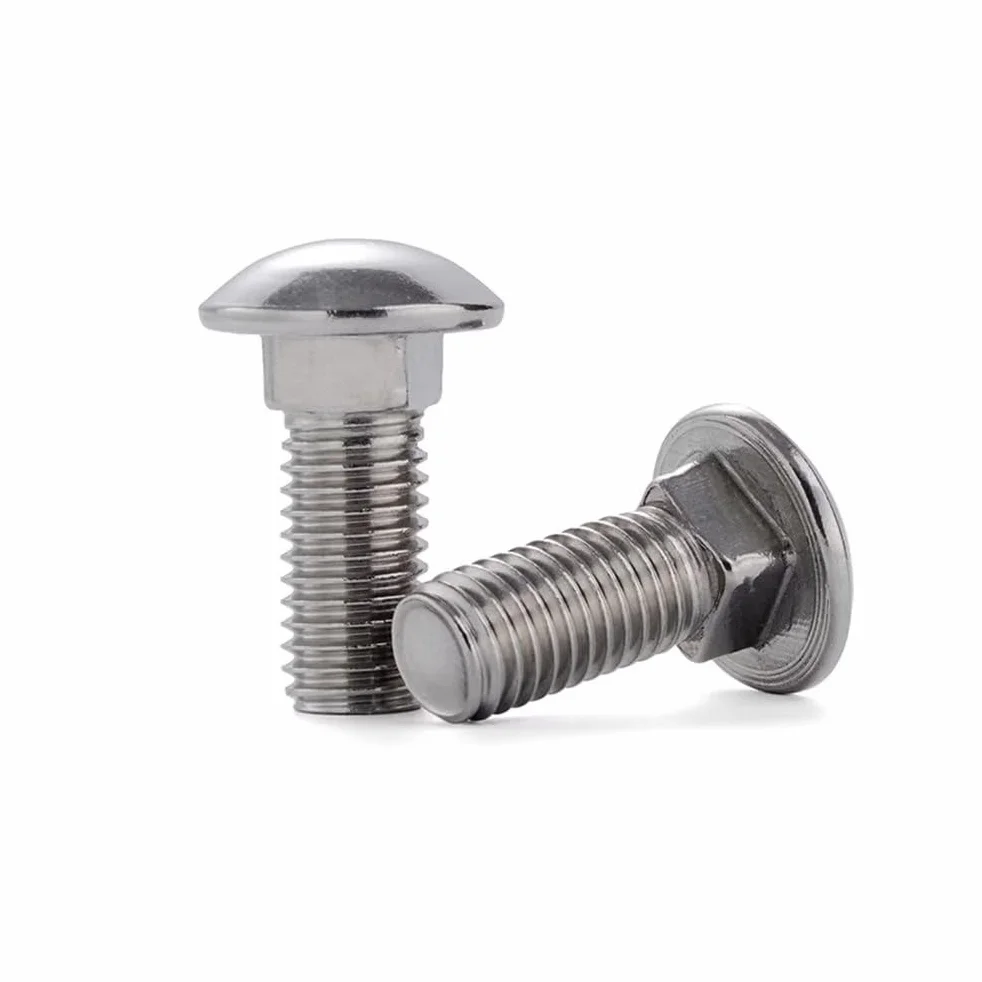 Śruby zamkowe, pełny gwint, śruby płaskie z nasadką czworokątną, stal nierdzewna, okrągła śruba M12 x 50 mm (2 sztuki)