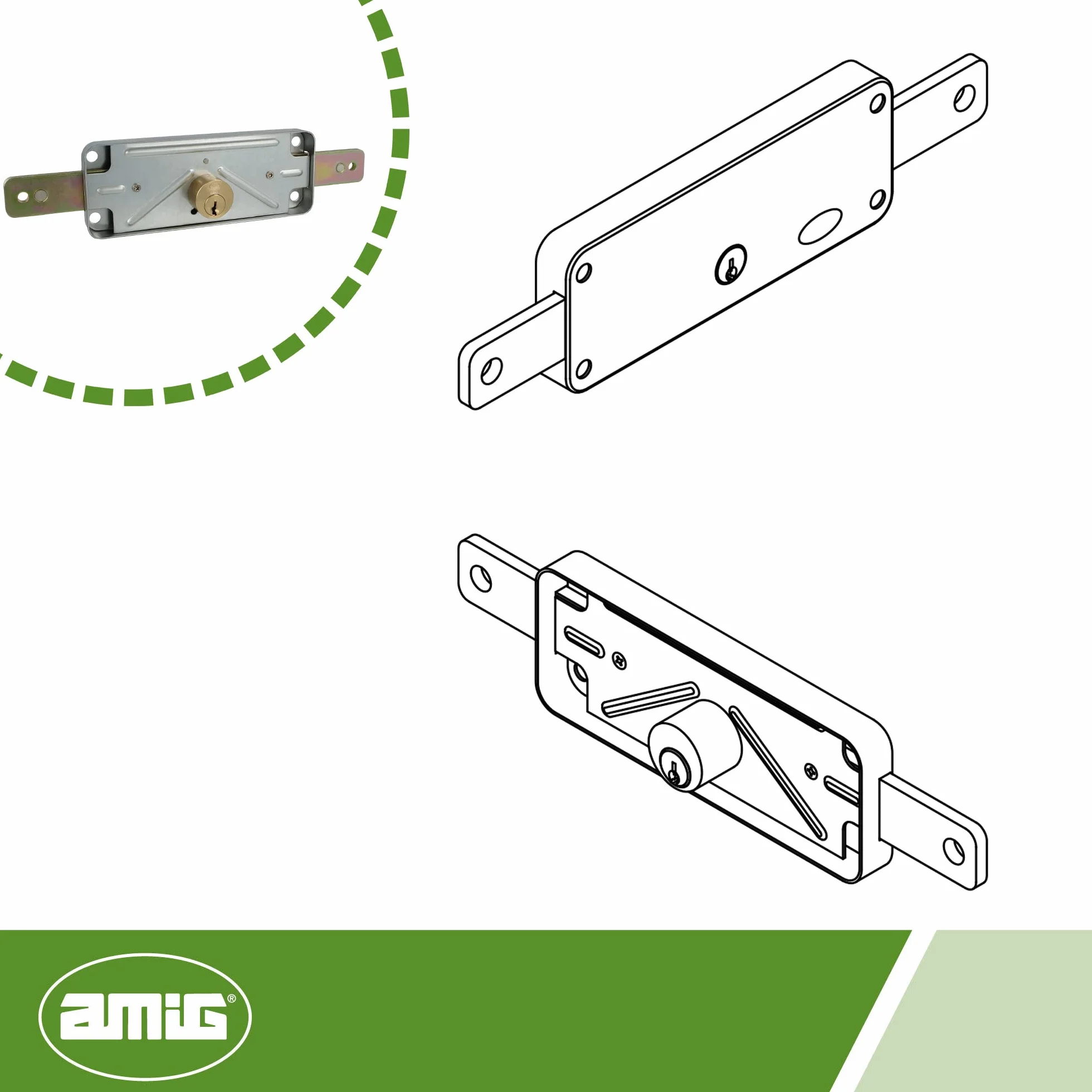 Amig - Zamek do drzwi | Metalowy zamek do rolet metalowych | Cylinder: 15 mm | Okrągła krawędź | Zawiera 3 niklowane klucze mosiężne | Idealny do garaży, hal magazynowych i powierzchni komercyjnych