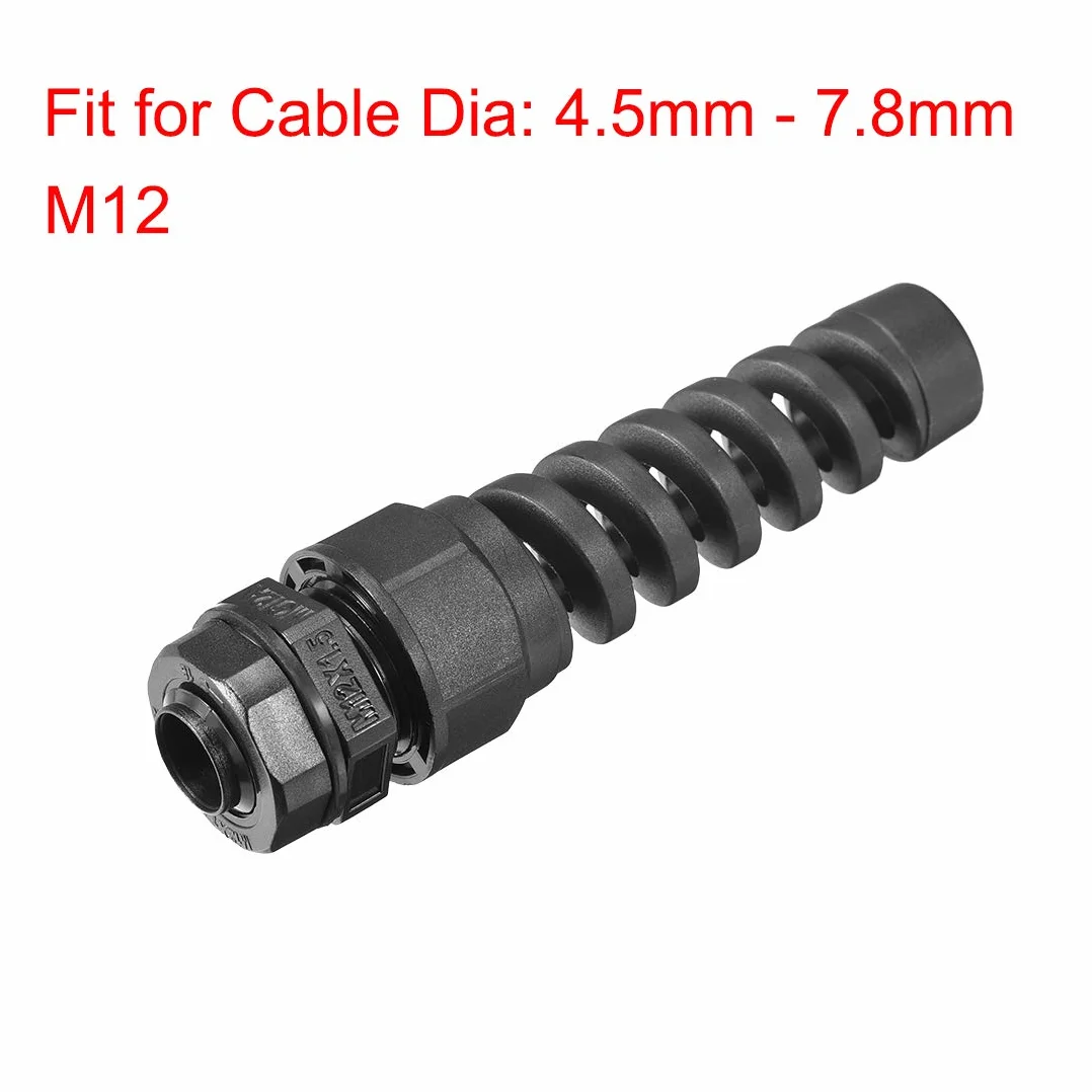sourcing map M12 dławnica kablowa wodoszczelna IP68 nylon 4,5-7,8 mm 2 sztuki