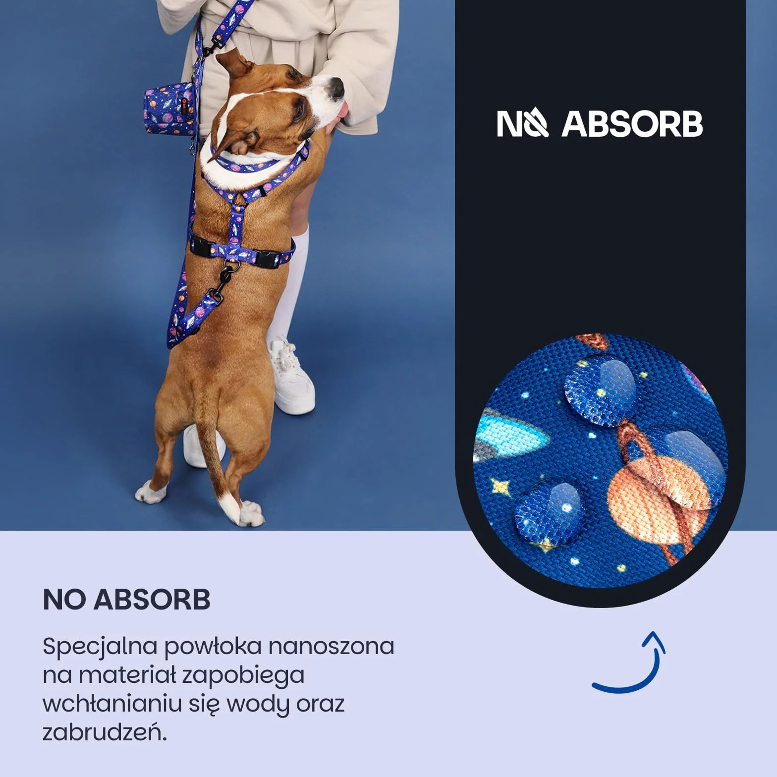 Szelki dla Małego Psa Guard | NO ABSORB - powłoka odpychająca brud i wode | Bezuciskowe | Wodoodporne | 5-cio stopniowa Regulacja | Lekkie | Cosmic Bloom - S