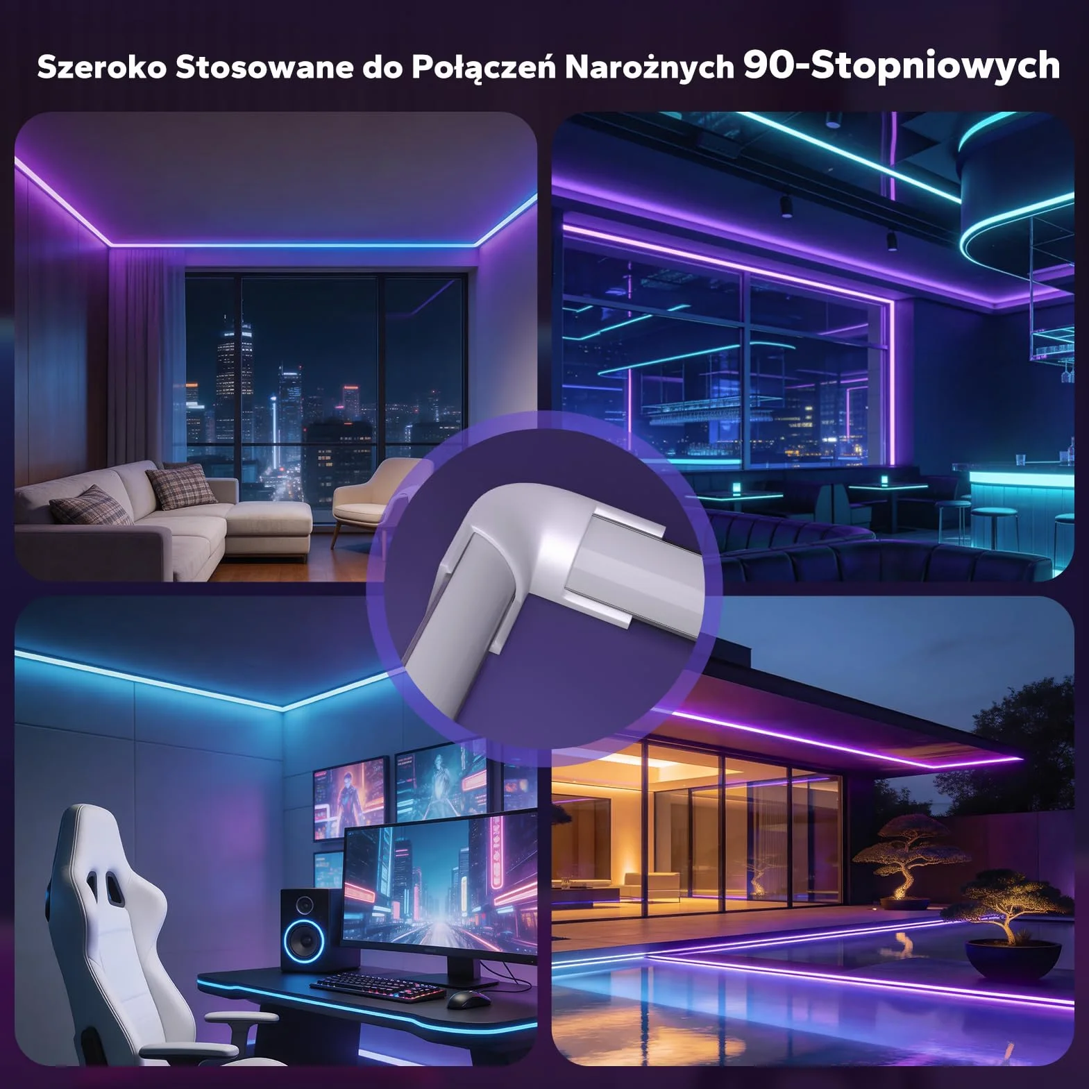 HOMMAND Łączniki narożne 90 stopni 10 szt. do profilu LED aluminiowego