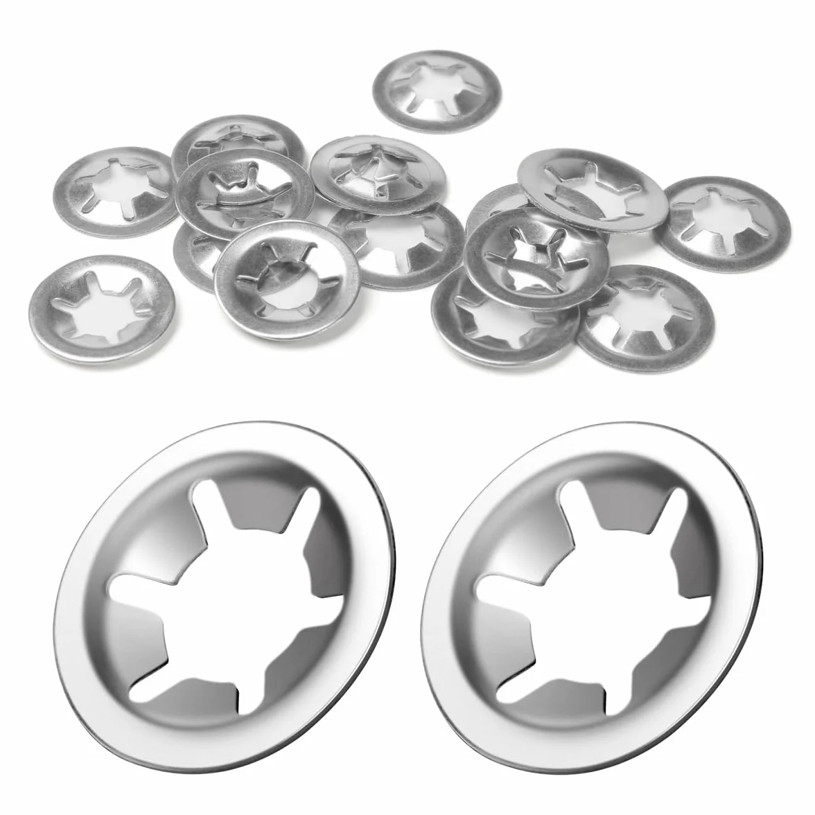10 sztuk M10 Starlock podkładki zaciskowe, pierścienie zaciskowe ze stali nierdzewnej, pierścienie zabezpieczające, srebrne, podkładki zabezpieczające zęby