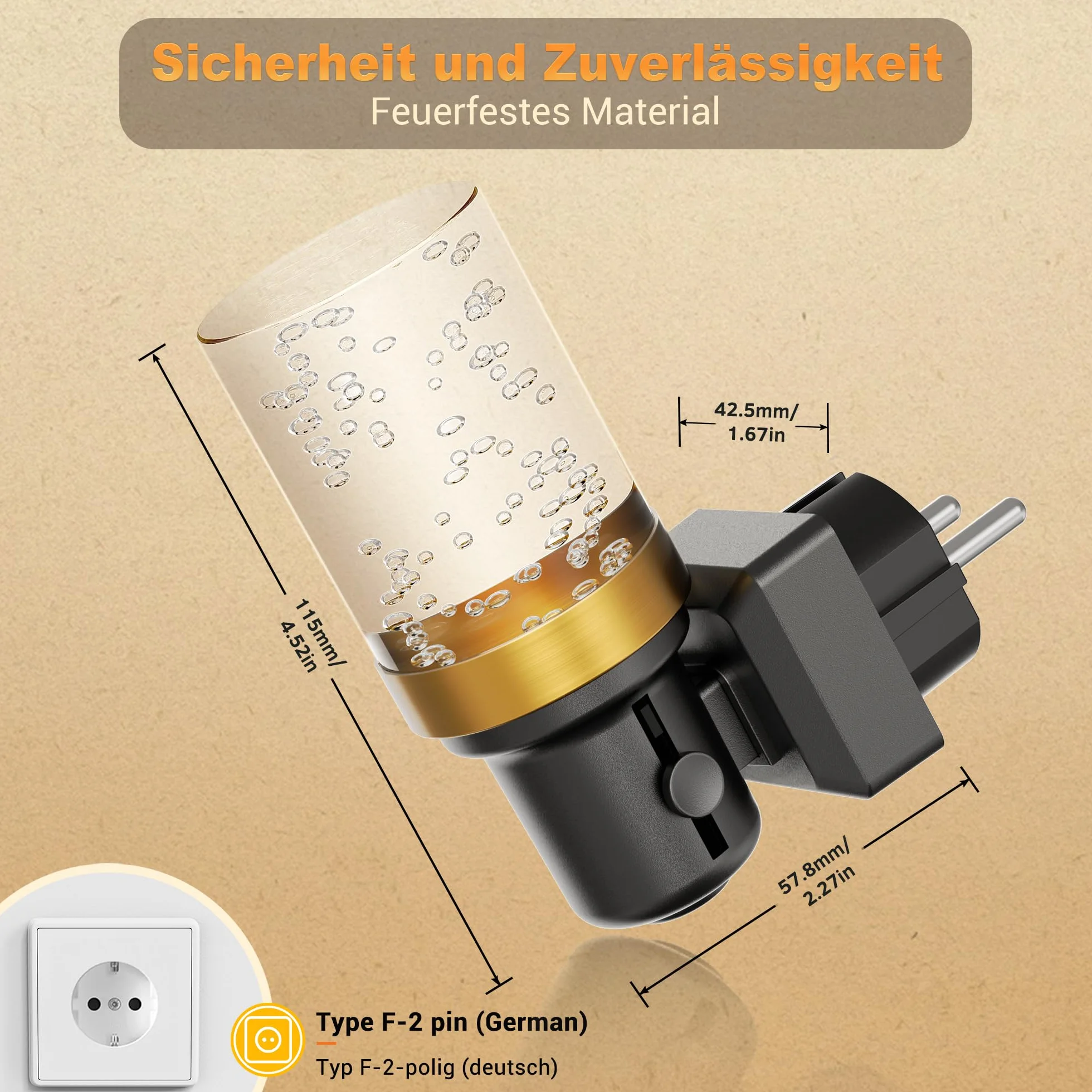 JandCase Lampka nocna z czujnikiem zmierzchu, 1 sztuka, ciepła biel 3000 K, regulowana jasność 0-100 lm, LED do gniazdka, do korytarza, schodów, sypialni, kuchni