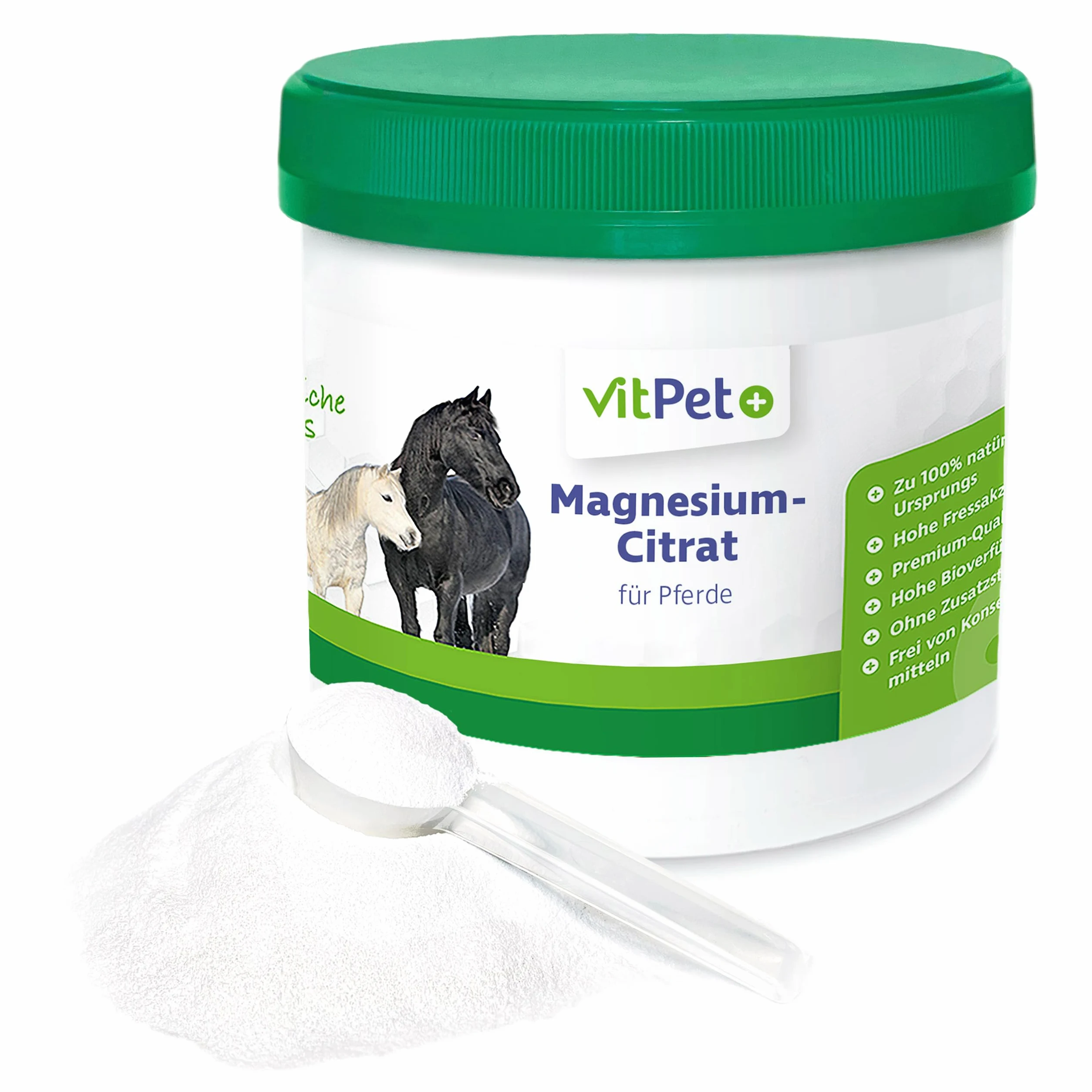 Cytrynian magnezu dla koni 500 g proszek z łyżką dozującą