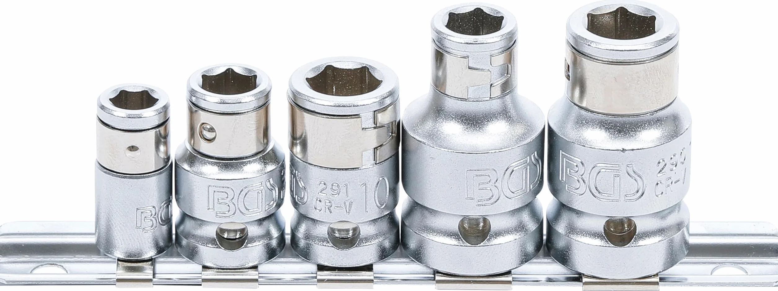 BGS 70103 | Zestaw adapterów do bitów z kulką | gniazdo czworokątne 6,3 mm (1/4") / 10 mm (3/8") / 12,5 mm (1/2") | 5 szt.