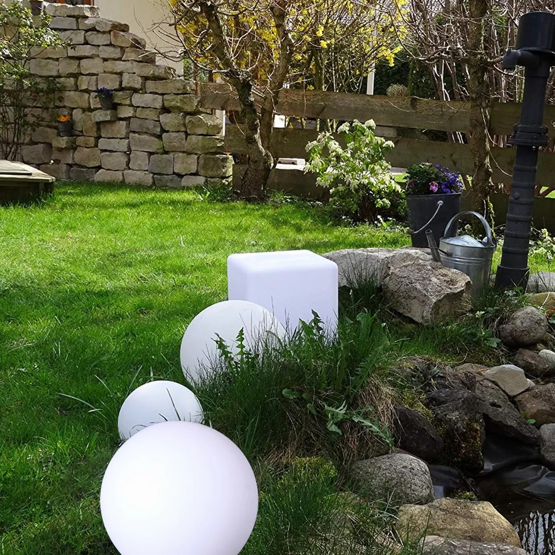 Mr.Go 40cm Wasserdichte Kugelleuchte für Außen, LED Kugel-Lampe Innen, Gartenkugel Aussenlampe Leuchtkugel Stimmungsleuchte mit Farbwechsel, Fernbedienung und 16 Einstellbar RGB Farben