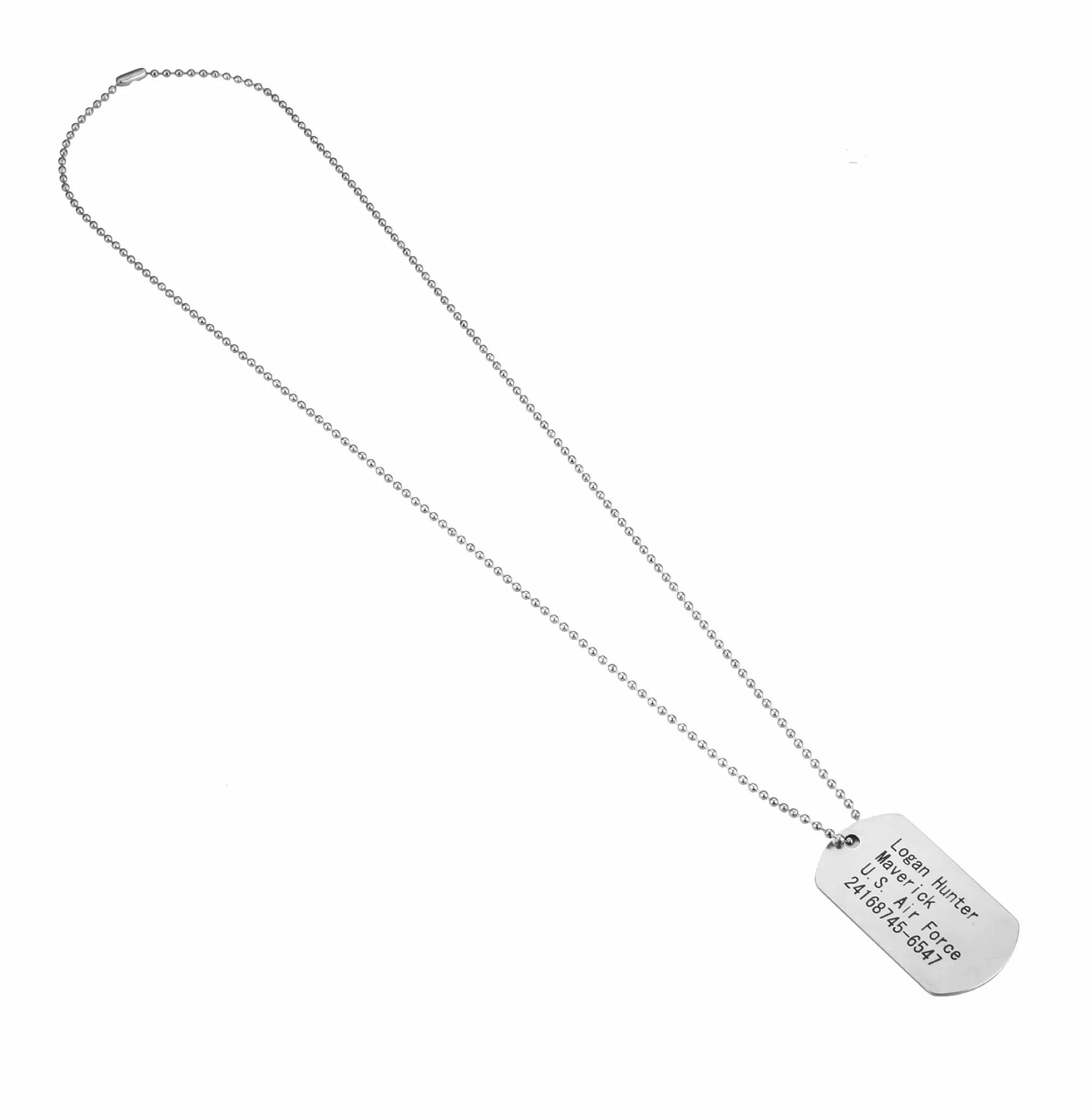 Costumed US Army Dog Tag - Nieśmiertelnik armii amerykańskiej srebrny, identyfikator dla psa - łańcuszek żołnierza jako dodatek na bal karnawałowy i faszyng