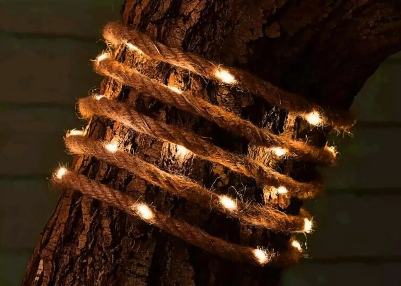 Gresonic Łańcuch świetlny LED, 25 diod LED, długość 2 m, na baterie, timer, lina bawełniana, naturalna linka jutowa, ciepła biel, barwa światła, dekoracja ogrodowa, oświetlenie wewnętrzne, dekoracja