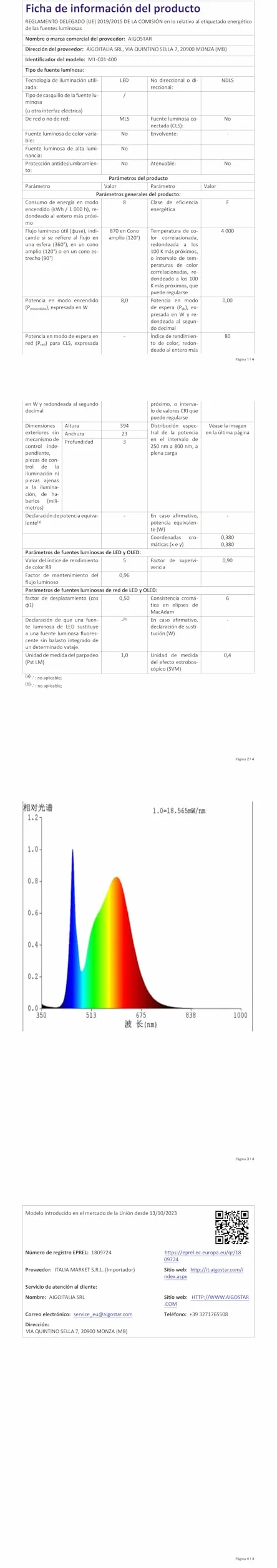 Aigostar Lampa Łazienkowa nad Lustro LED 40cm - Kinkiet Łazienkowy Biała IP44, 3 Sposoby Montażu, 4000K Neutralna Biel, 8W 560lm, 230V