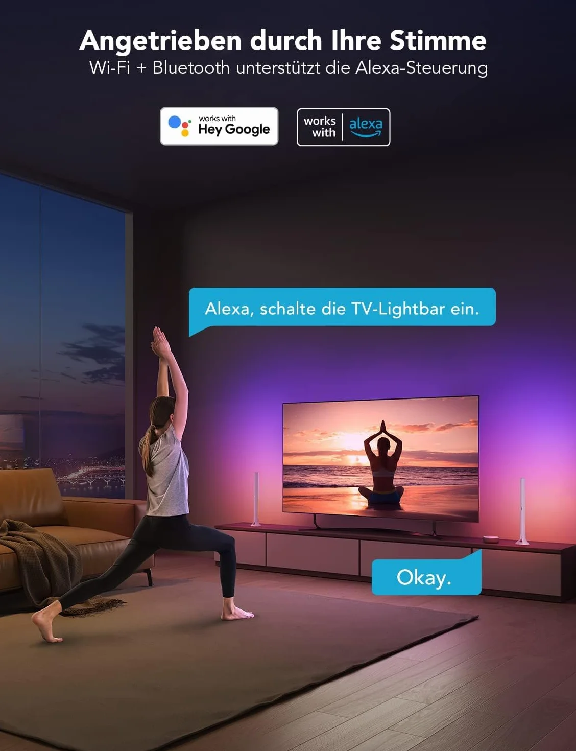 Govee Oświetlenie LED RGBIC, podświetlenie telewizora WiFi dla 45-70 cali z podwójnymi koralikami świetlnymi, 3 opcje rozmieszczenia, współpracuje z Alexa i Google Assistant, ściemnianie białe, do