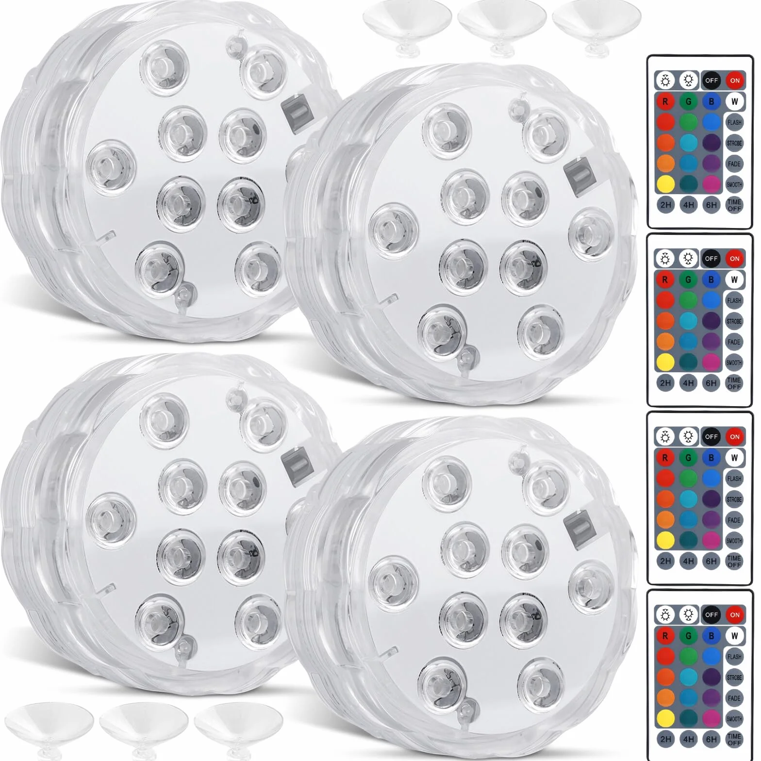 4 sztuki świateł LED z pilotem zdalnego sterowania, podwodne oświetlenie LED, wielokolorowe, pilot zdalnego sterowania RGB LED, wodoodporne, do basenu, wazonu, spa, akwarium, stawu, jacuzzi, dekoracja