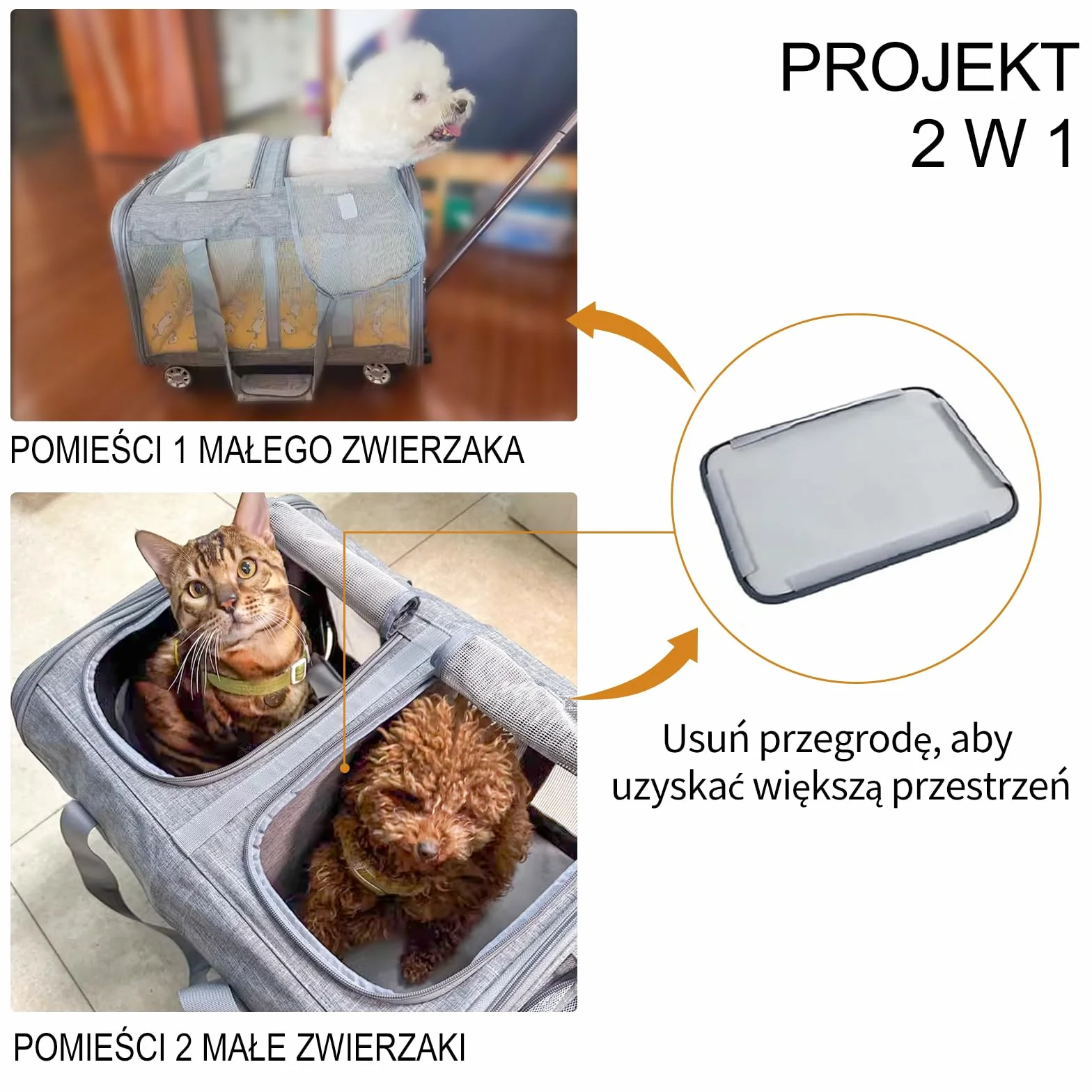 Transporter dla kota na Kółkach Torba Transportowa dla 2 koty