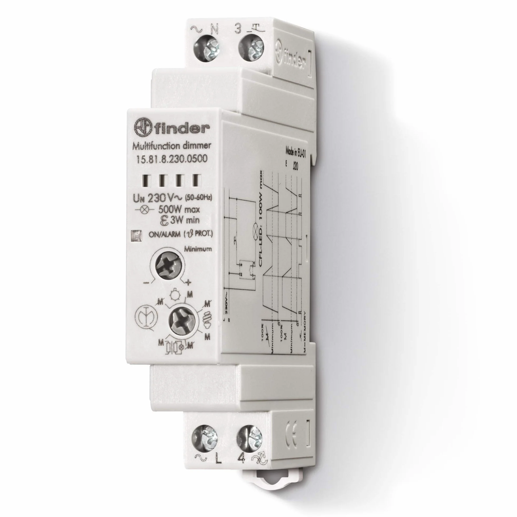 Finder 158182300500PAS ściemniacz, modułowy, montaż na szynie, 35 mm, 500 W, 230 VAC