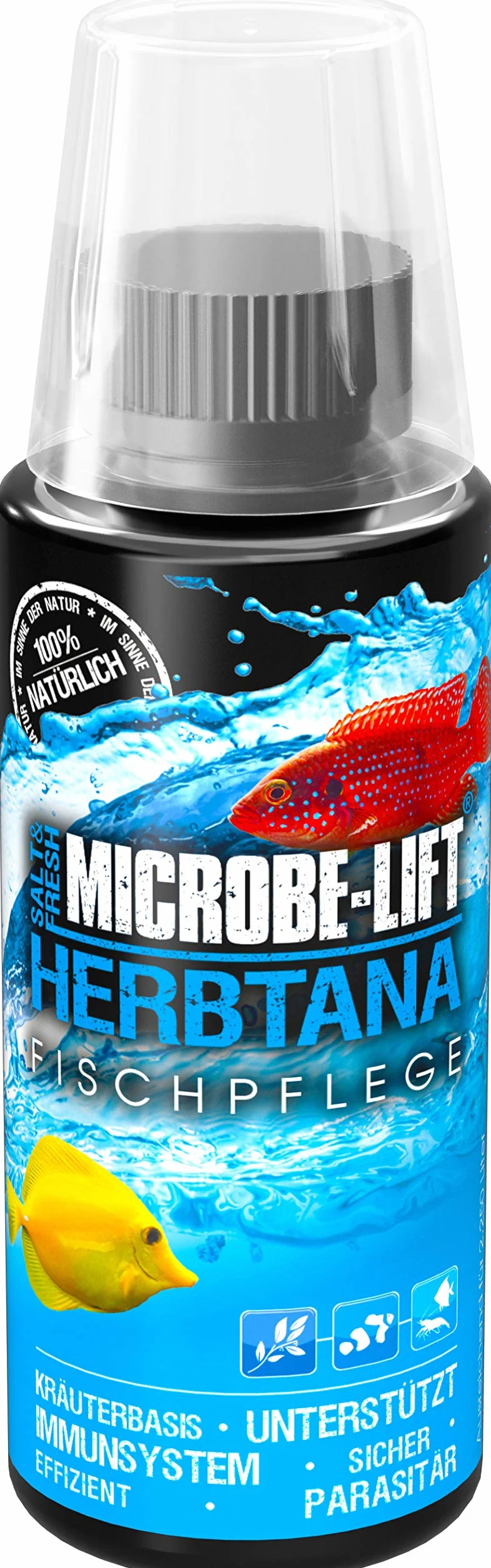 MICROBE-LIFT Herbtana - preparat pielęgnacyjny na bazie ziół do optymalnego wsparcia układu odpornościowego w przypadku ryb w każdym akwarium z wodą morską i słodkowodną, 118 ml